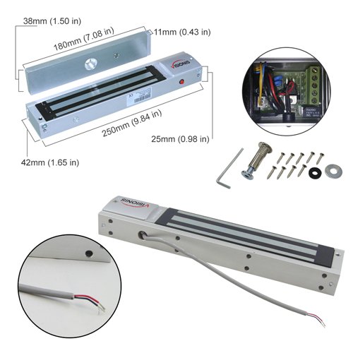 Visionis FPC-8511 Heavy Duty 600lbs Electromagnetic Lock Access Control System - Outswing Door Security with LED Exit Button, Time Delay & Wireless Remote Receiver | Ideal for Offices, Schools & Commercial Buildings