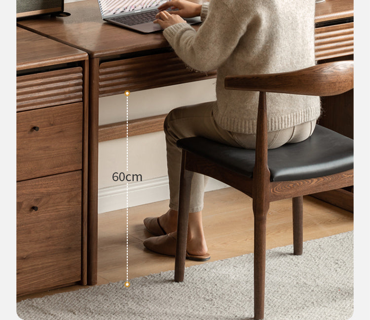 Premium Black Walnut Solid Wood Desk - Modern Nordic Style Home Office Desk for Study, Work & Writing - Durable & Stylish Workspace Solution