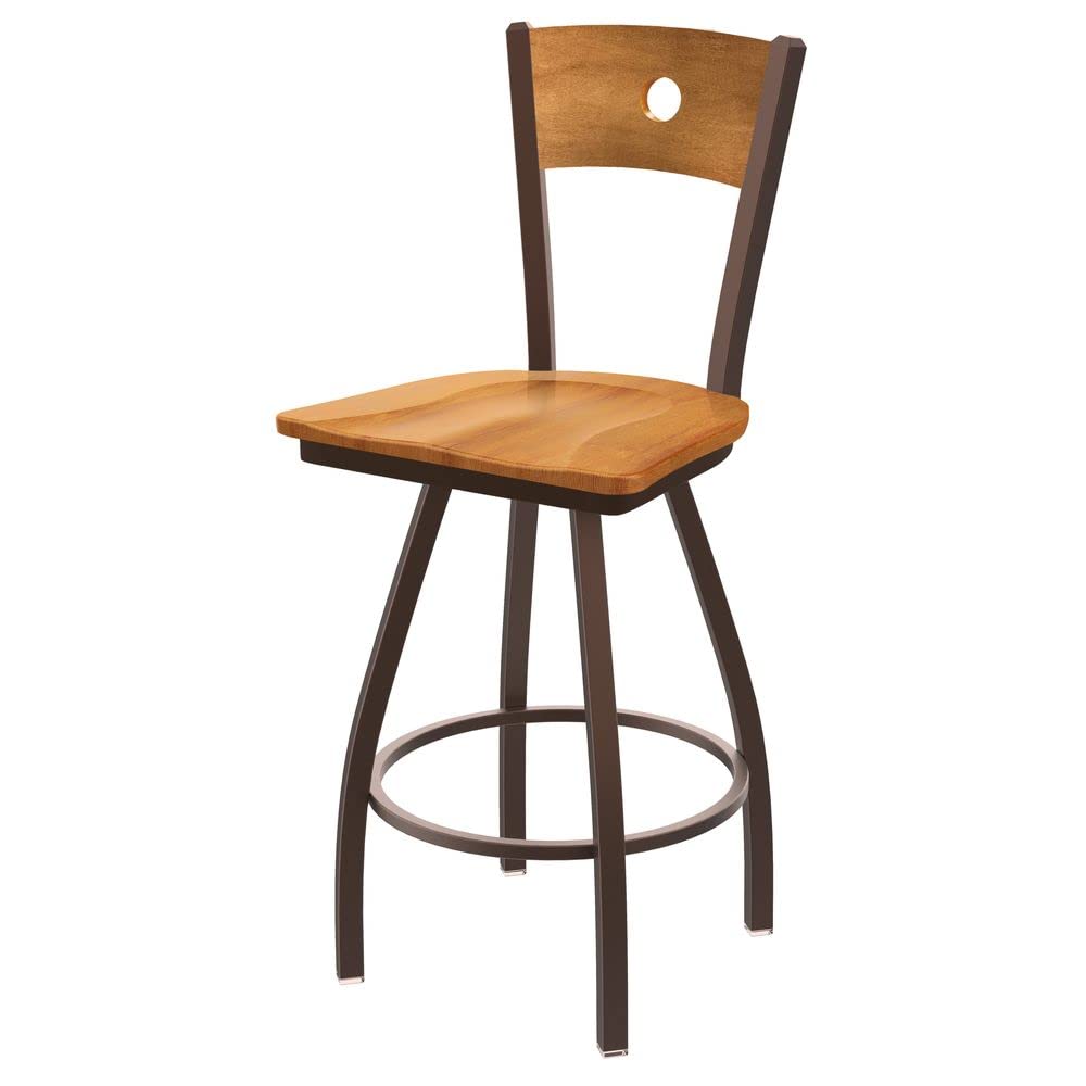 Holland Bar Stool Co. XL 830 Voltaire Swivel Bar Stool - Medium Maple Finish - Adjustable Height Bar Stool for Kitchen Island, Breakfast Nook & Home Bar