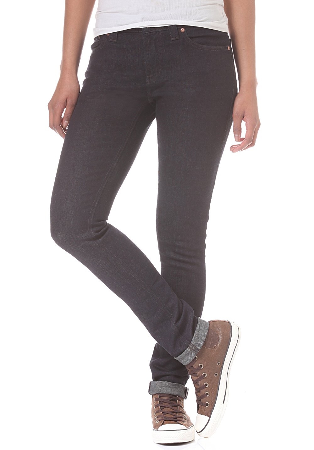 Nudie Jeans Women's High Waist Skinny Jeans - Stretch Denim Pants with Faded Wash for Everyday Comfort | Perfect for Casual Outfits, Work & Date Nights
