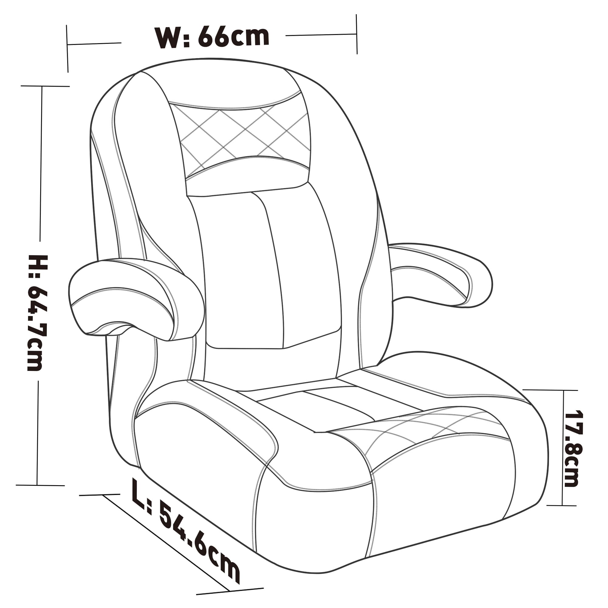 Premium Reclining Pontoon Boat Captain's Chair - High Back & Low Back Design with Removable Armrests - Comfortable Bucket Seat for Fishing, Cruising & Relaxing on Water