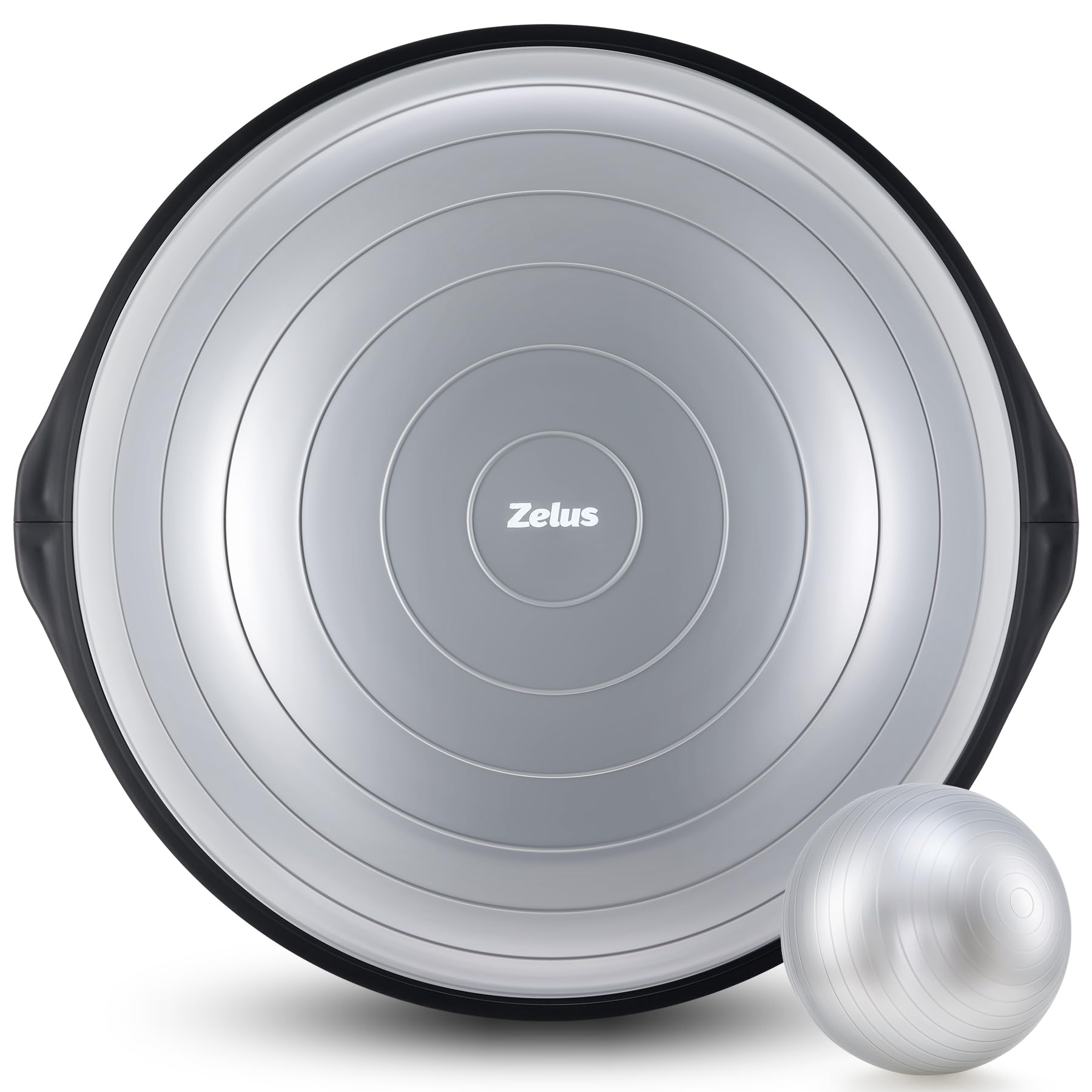 ZELUS 25-Inch Balance Ball – 660lb Capacity Inflatable Half Exercise Ball with Non-Slip Base | Wobble Board Balance Trainer for Core Strength & Stability | Includes 2 Resistance Bands, Pump & Extra Ball | Perfect for Yoga, Pilates, Home Gym & Physical Therapy Workouts