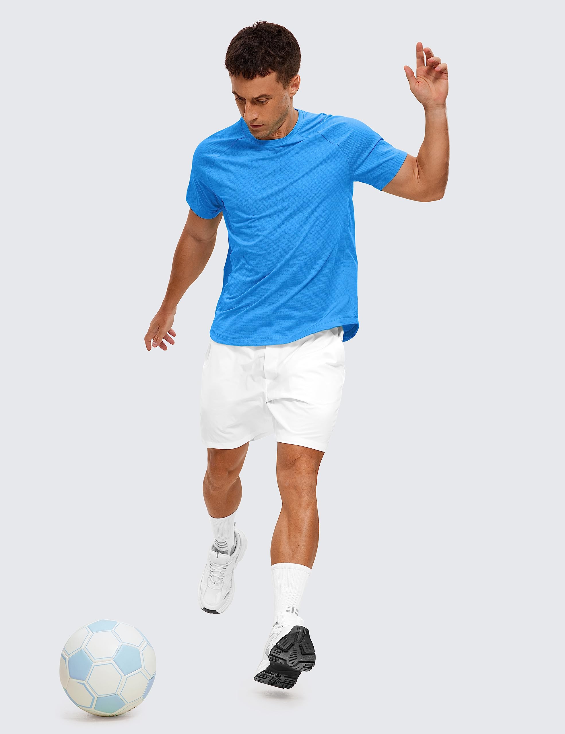 CRZ YOGA Men's Lightweight Athletic T-Shirt - Moisture Wicking Quick Dry Running Shirt, Breathable Workout Gym Top with Short Sleeve for Jogging, Training & Fitness Activities