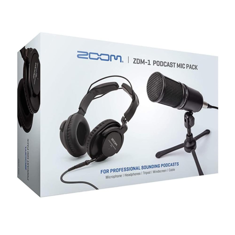 Professional Zoom ZDM-1 Podcast Microphone Kit with Studio Headphones & XLR Cable - Complete Recording Bundle with Adjustable Boom Arm Stand for Podcasting, Streaming & Voice Overs