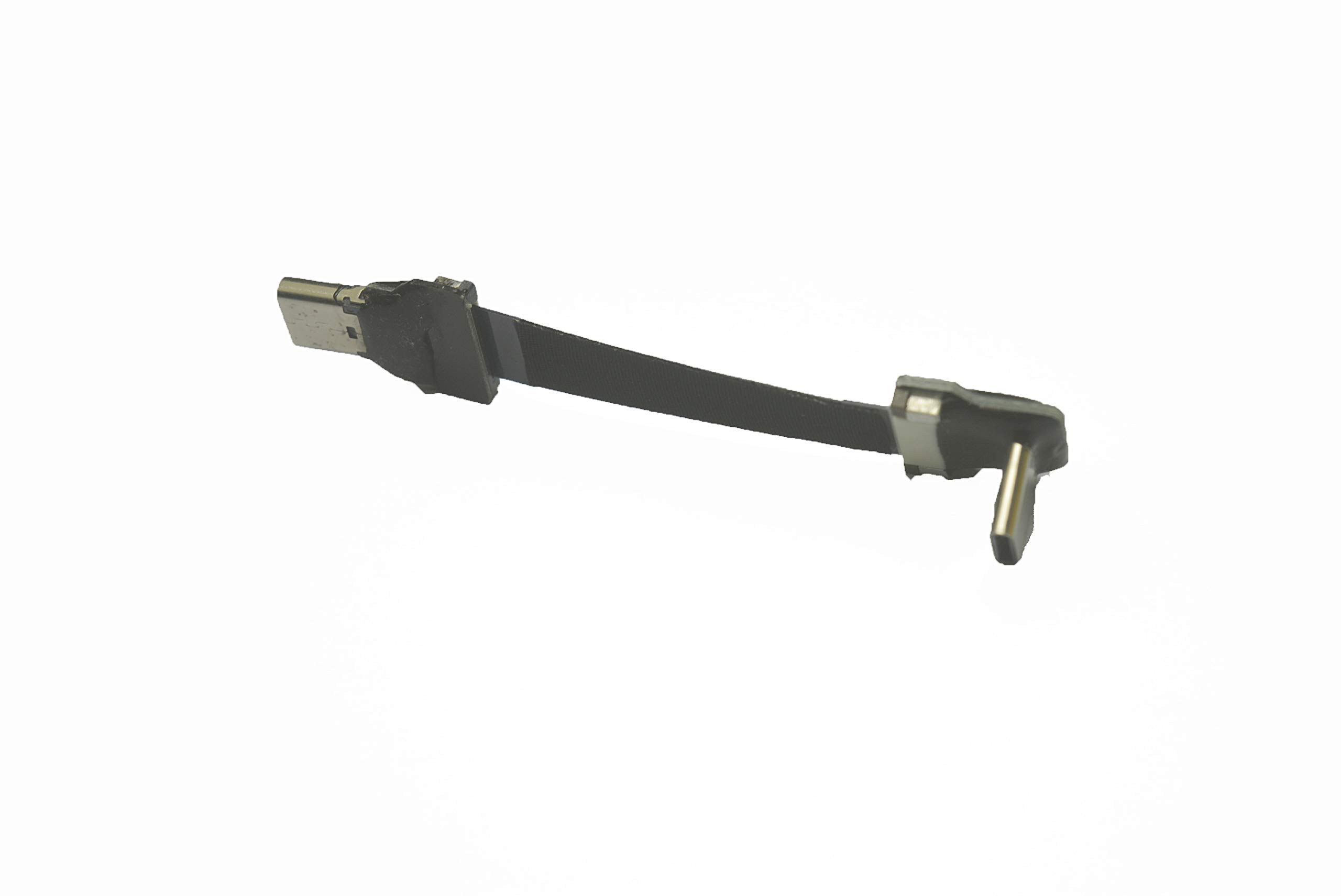 Soft Slim USB-C Cable - 10CM FPV Thin Ribbon FPC Cable - USB Type C Male 90° Angled to USB Type C Female Straight Connector - Fast Sync & Charging for Drones, FPV Goggles, and Mobile Devices