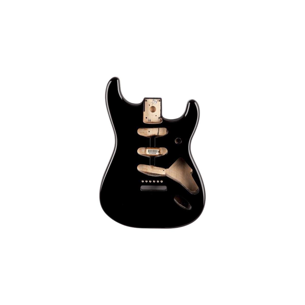 Fender Alder Stratocaster Guitar Body - Vintage Bridge Routing - Black Finish - DIY Electric Guitar Replacement Part for Home Studio & Stage Performance