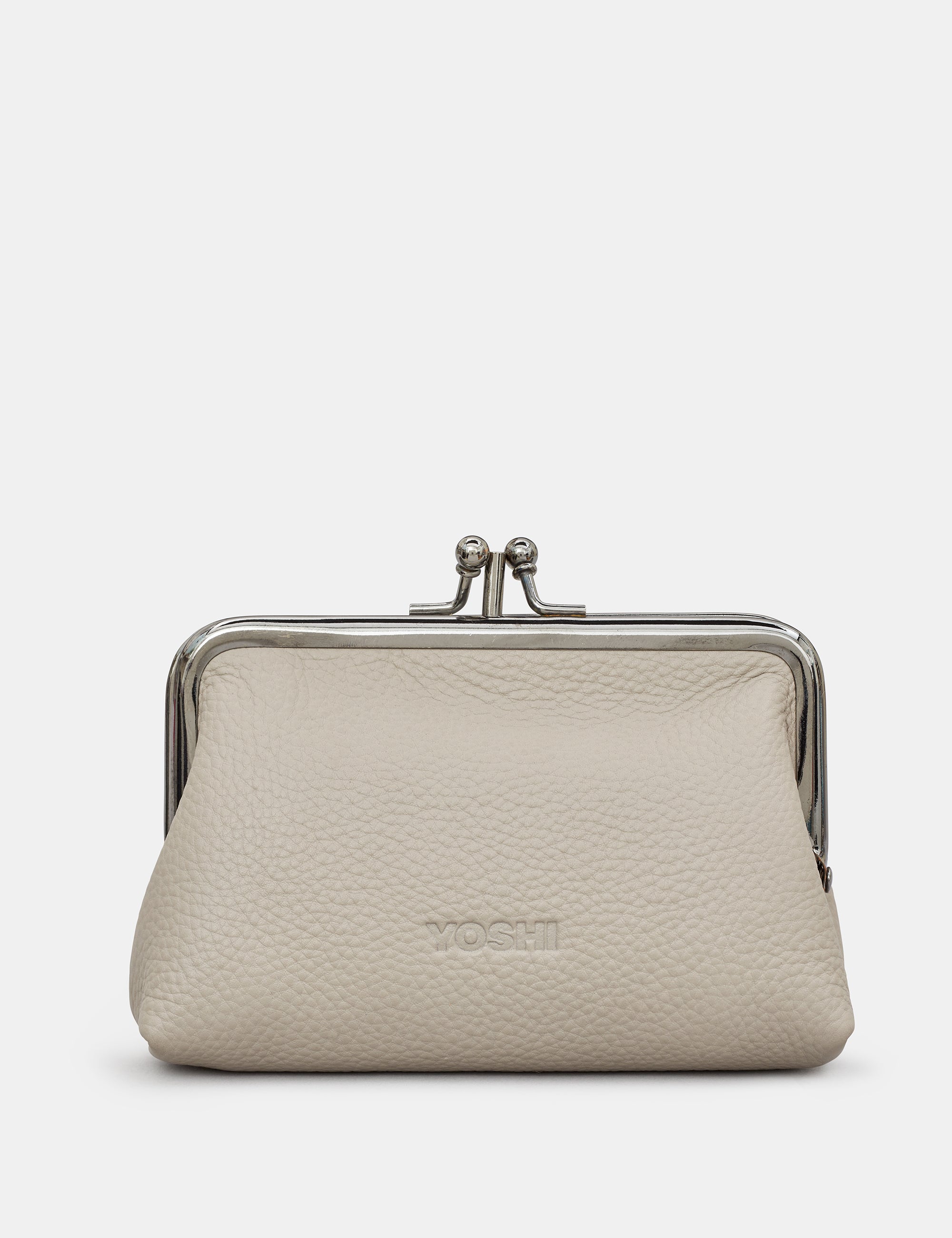 Stylish Warm Grey Leather Aubrey Frame Purse for Women - Elegant Crossbody Bag with Adjustable Strap, Perfect for Work, Date Night & Travel Accessories