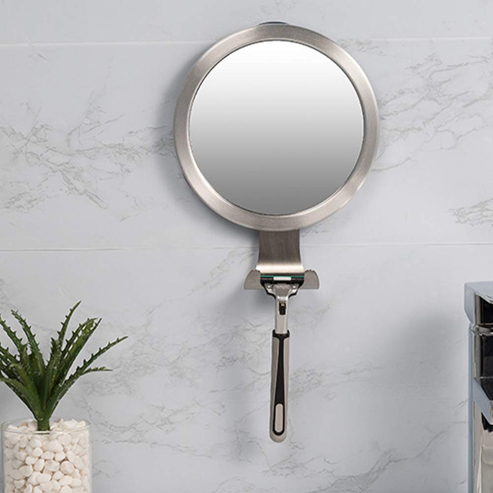 Pink Cabilock Wall Organizer - Anti-Fog Shower Mirror with Suction Cup, Round Aluminum Alloy Vanity Mirror for Bathroom & Shaving | Perfect for Small Spaces, Travel & Daily Grooming