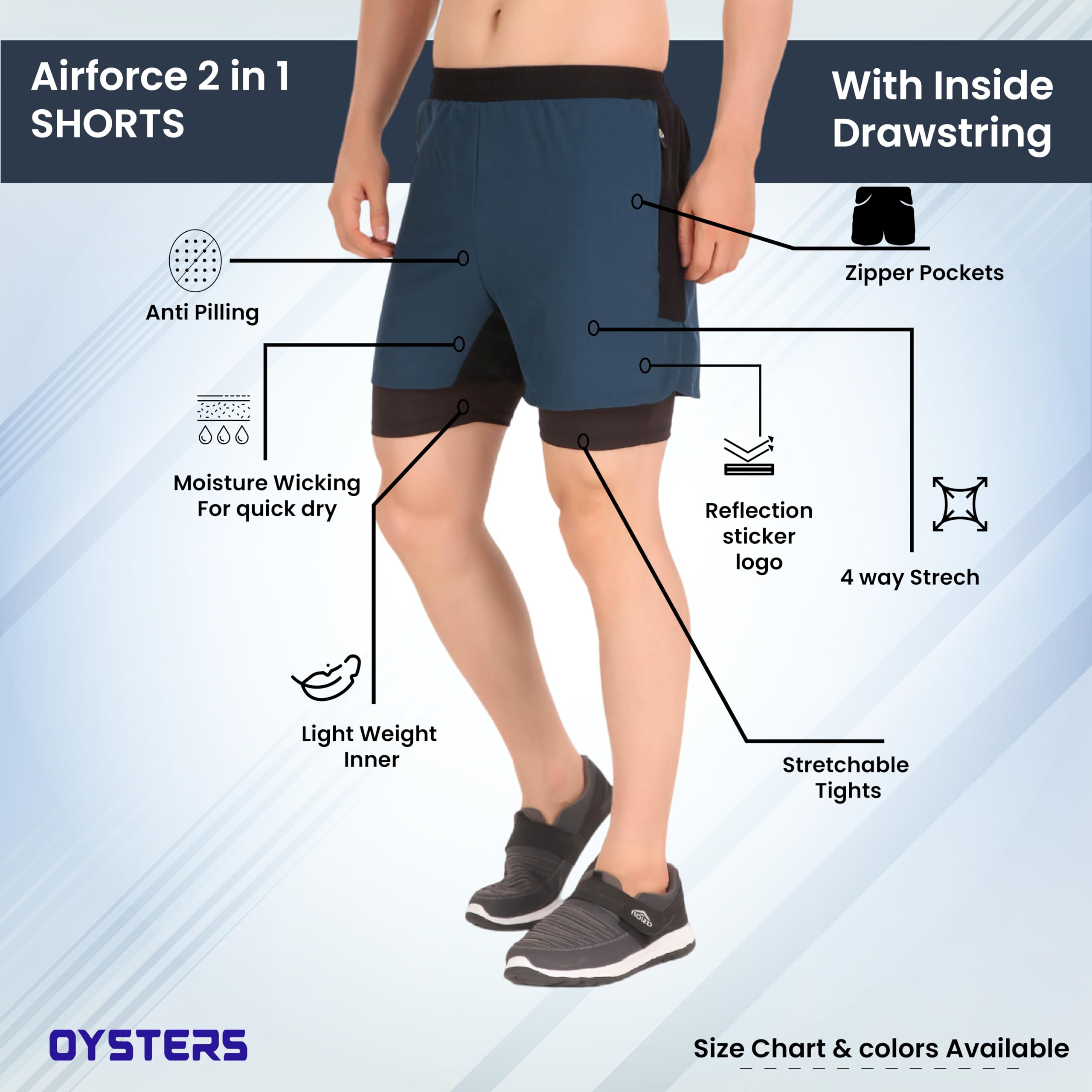 **Men's 2-in-1 Quick Dry Running Shorts with Phone Pockets - Gym & Athletic Workout Shorts for Jogging, Training & Outdoor Activities**