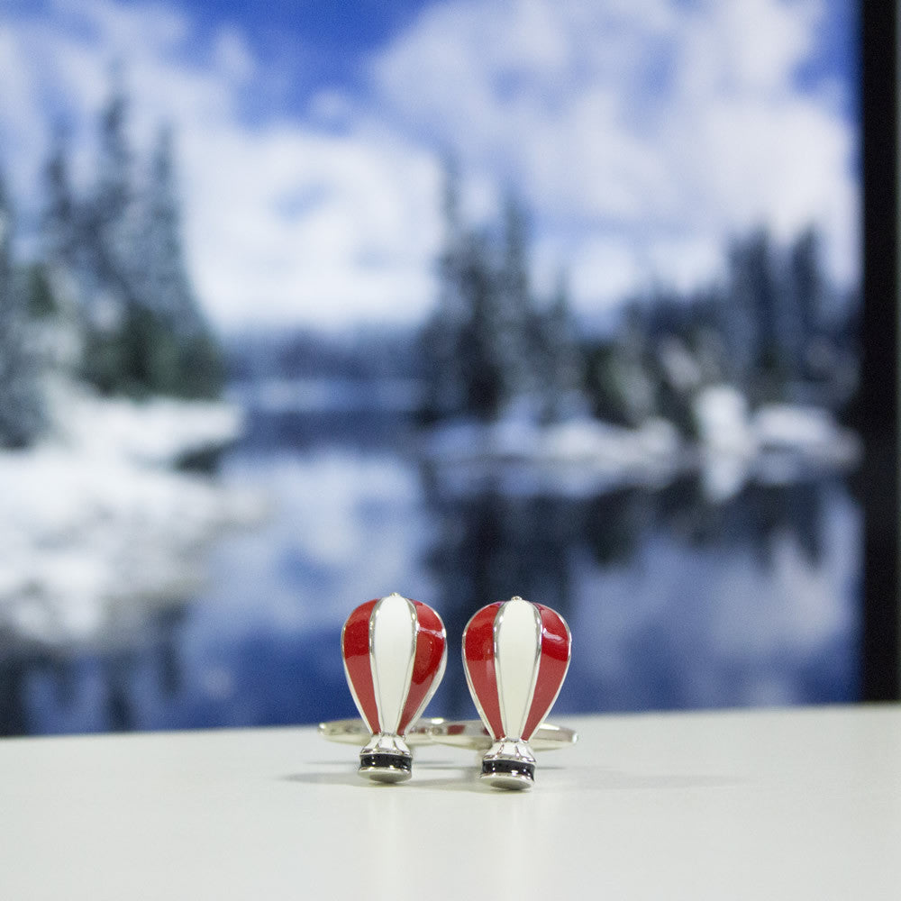 KingCuffs Hot Air Balloon Cufflinks for Men - Elegant Dress Shirt Accessories for Weddings, Business & Formal Events