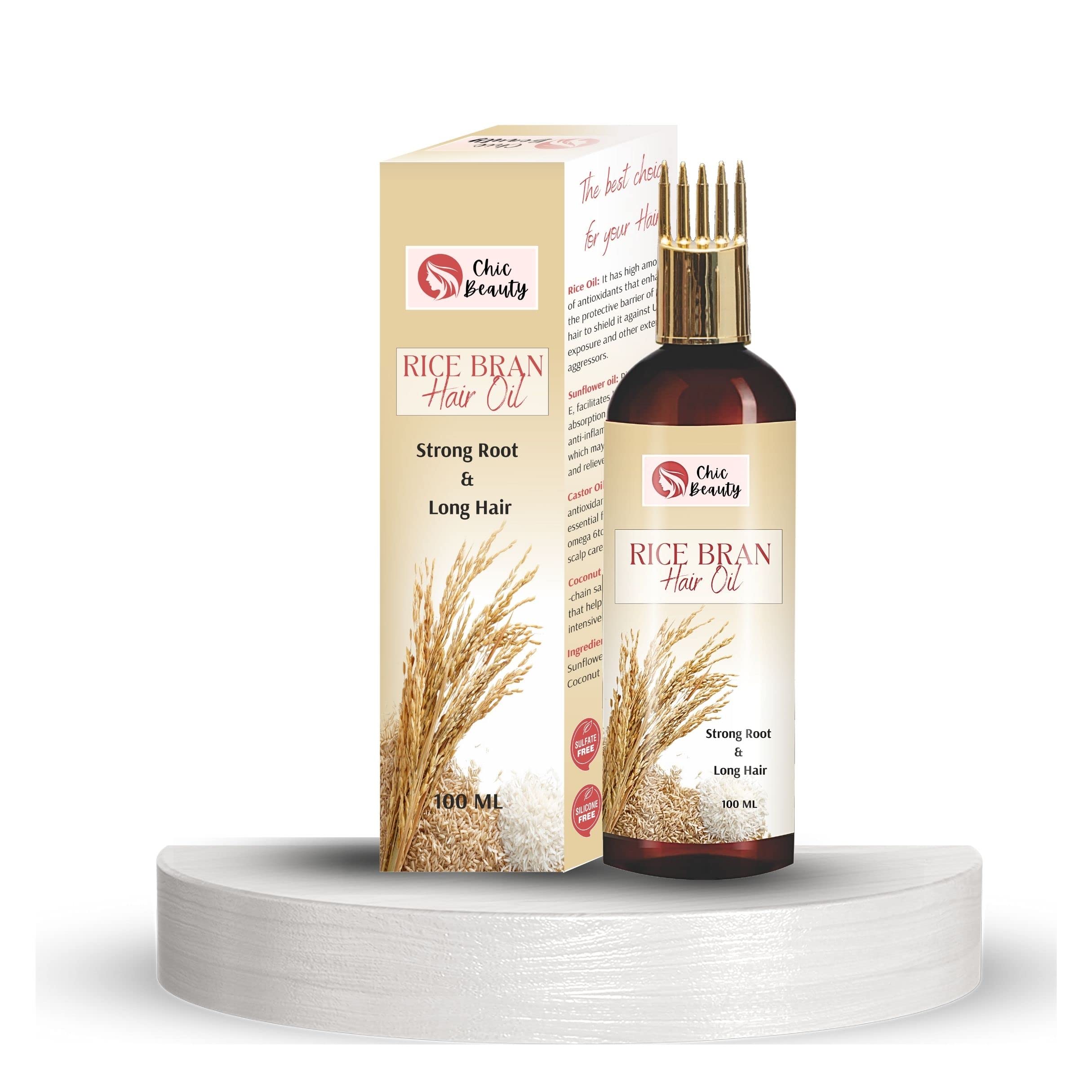Chic Beauty Rice Water Hair & Skincare Combo Kit - Hair Oil (100ml), Face Wash with Silicone Brush (150ml), Shampoo (300ml), Conditioner (300ml) & Hair Growth Serum (30ml) for Strong Roots & Long Hair | Perfect for Daily Hair Care Routine & Scalp Nourishment