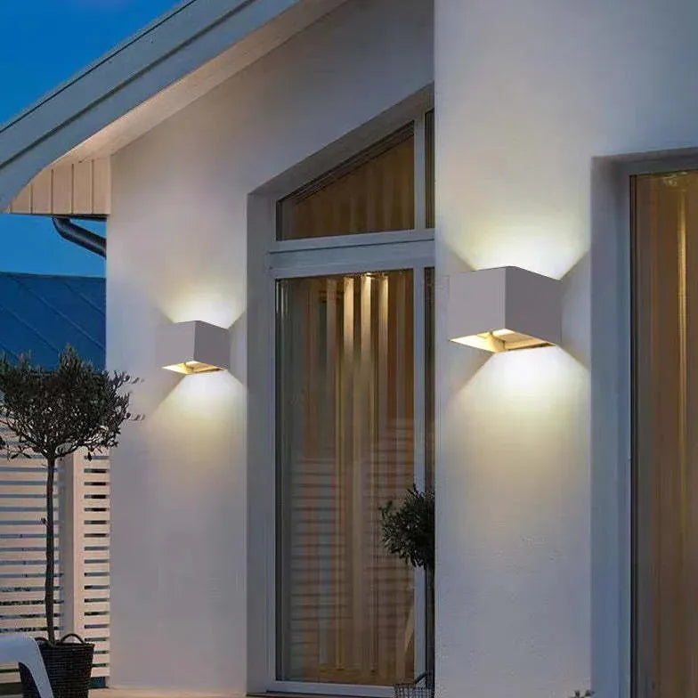 Waterproof Outdoor Square LED Up and Down Wall Lights - Modern Exterior Lighting for Patio, Garden, Deck, and Facade