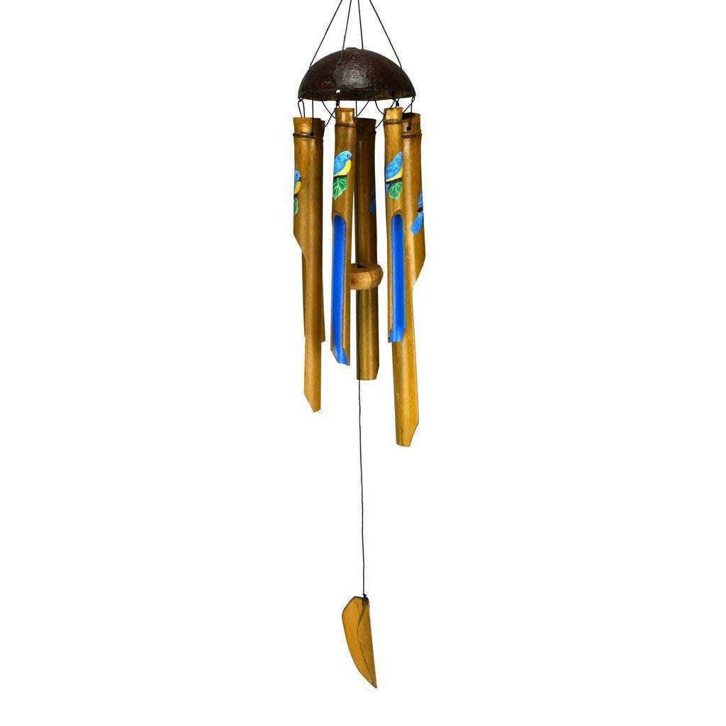 Songbird Essentials Bluebird Small Simple Bamboo Wind Chime - Outdoor Garden Decor, Patio Ornament, Soothing Wind Chimes for Relaxation & Meditation