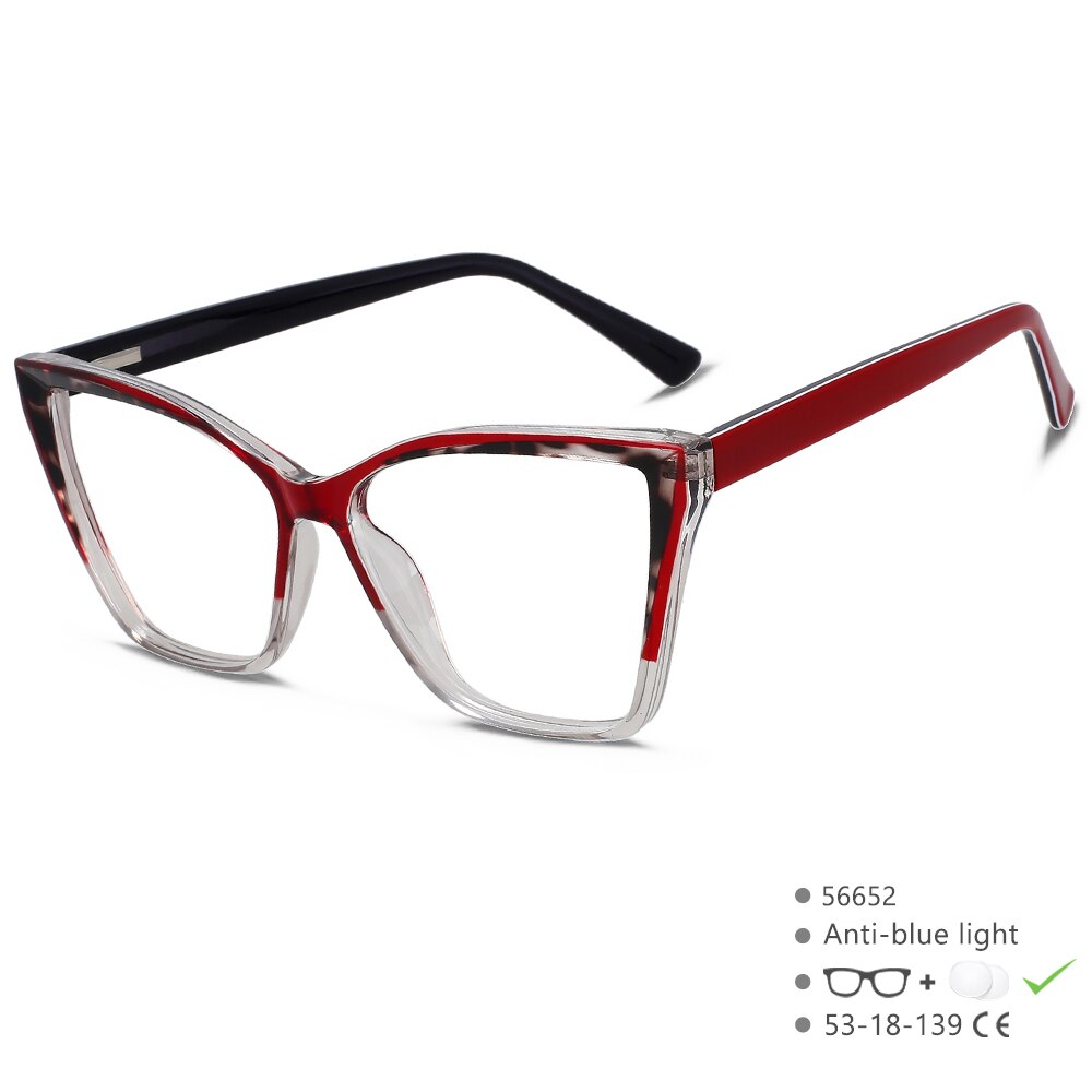 CCspace Unisex Full Rim Large Square TR90 Titanium Acetate Eyeglasses Frame 56652 - Lightweight & Durable for Work, Reading & Fashion