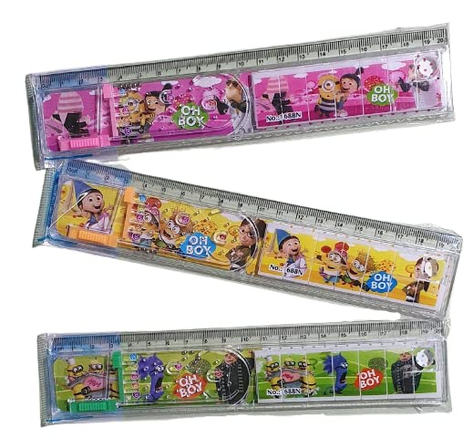 Aagaj® 20cm Multi-Function Long Scale with Ball Game & Puzzle - Pack of 3 | Perfect for School Kids, Birthday Return Gifts, Math Learning & Classroom Activities