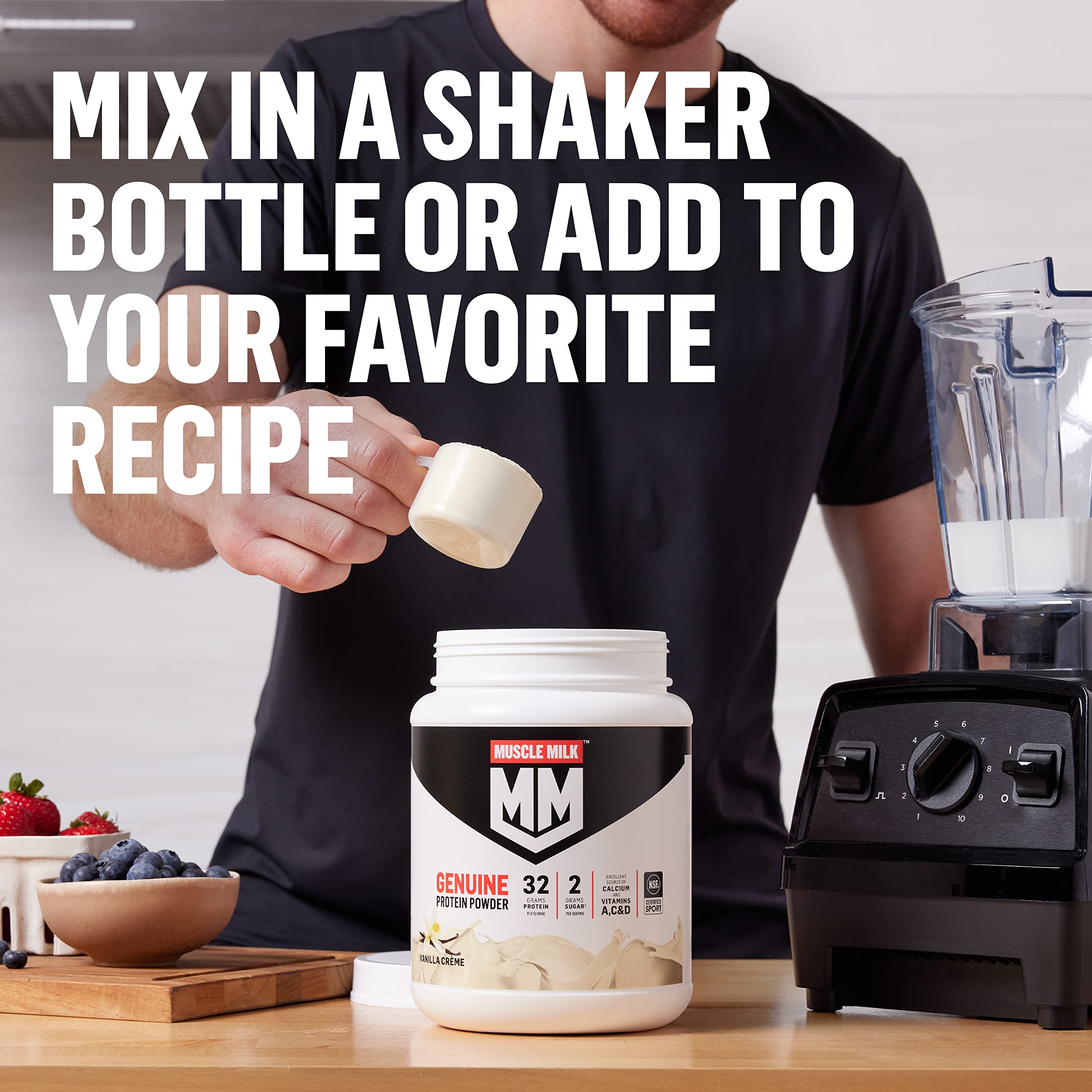 Muscle Milk Genuine Protein Powder - Banana Creme Flavor, 32g Protein per Serving, 4.94 lb (32 Servings) for Post-Workout Recovery & Muscle Growth | Ideal for Gym, Fitness & Weight Management