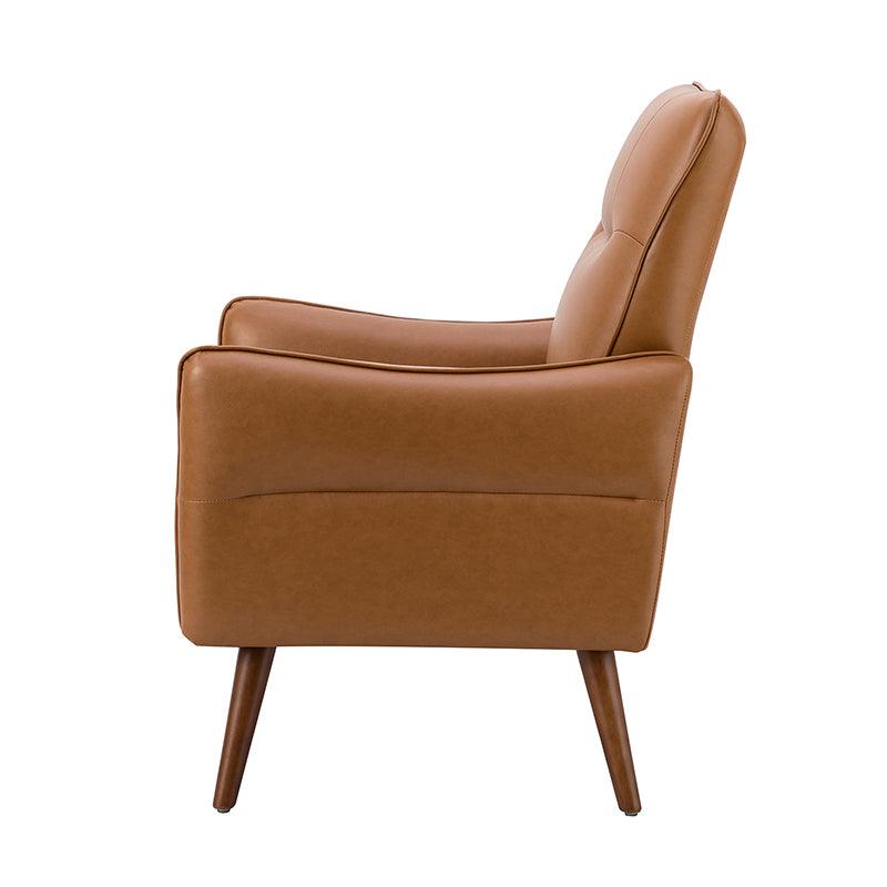 Clara Vegan Leather Armchair - Modern PU Leather Lounge Chair for Living Room, Office & Bedroom - Comfortable Mid-Century Style Accent Chair with Sturdy Metal Legs