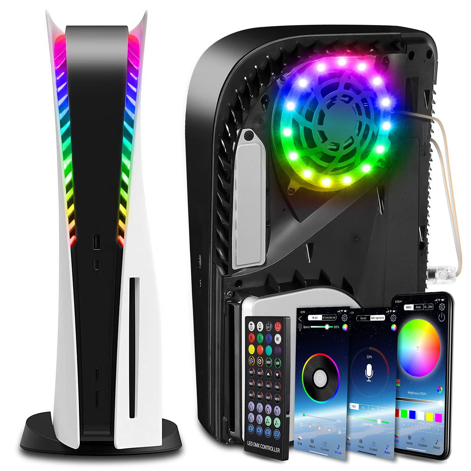 SIKEMAY PS5 RGB LED Light Strip Kit - 8 Colors & 400 Lighting Effects for PlayStation 5 (Digital & Disc Edition) - DIY Gaming Console Decoration with Remote Control - Perfect for Gaming Setup, Room Ambience & Entertainment System
