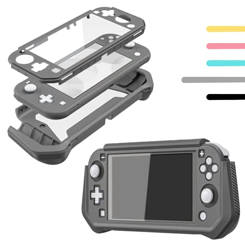 Nintendo Switch Lite Protective Case Cover - Shockproof & Anti-Scratch TPU+PC Hard Shell with Built-in Screen Protector - Grey Gaming Accessories for Travel & Home Play