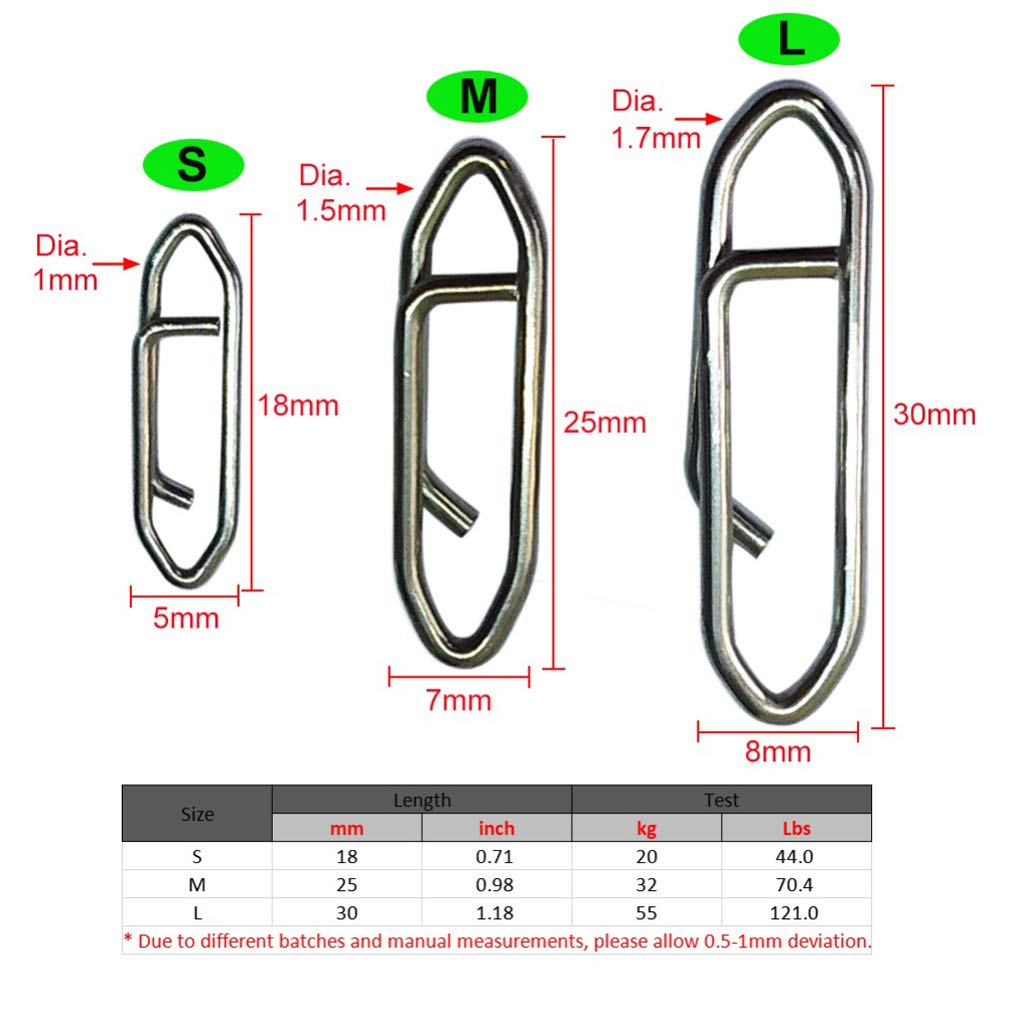 Power Fishing Clips - Quick Change Snap Lure Connectors (50 Pack) for Freshwater & Saltwater Fishing - Ideal for Bass, Trout, and Saltwater Game Fish