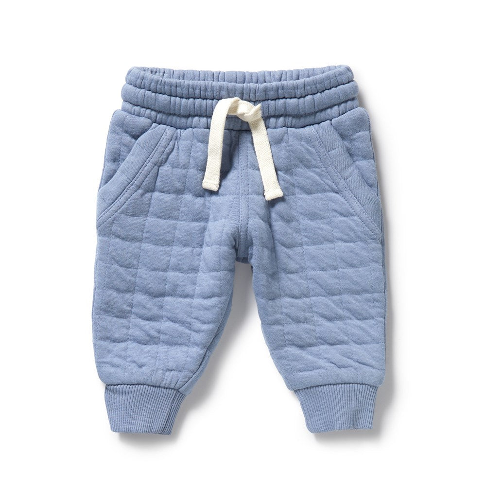 Sky Blue Organic Quilted Sweatpants for Women - Soft Comfortable Lounge Pants for Yoga, Home & Casual Wear