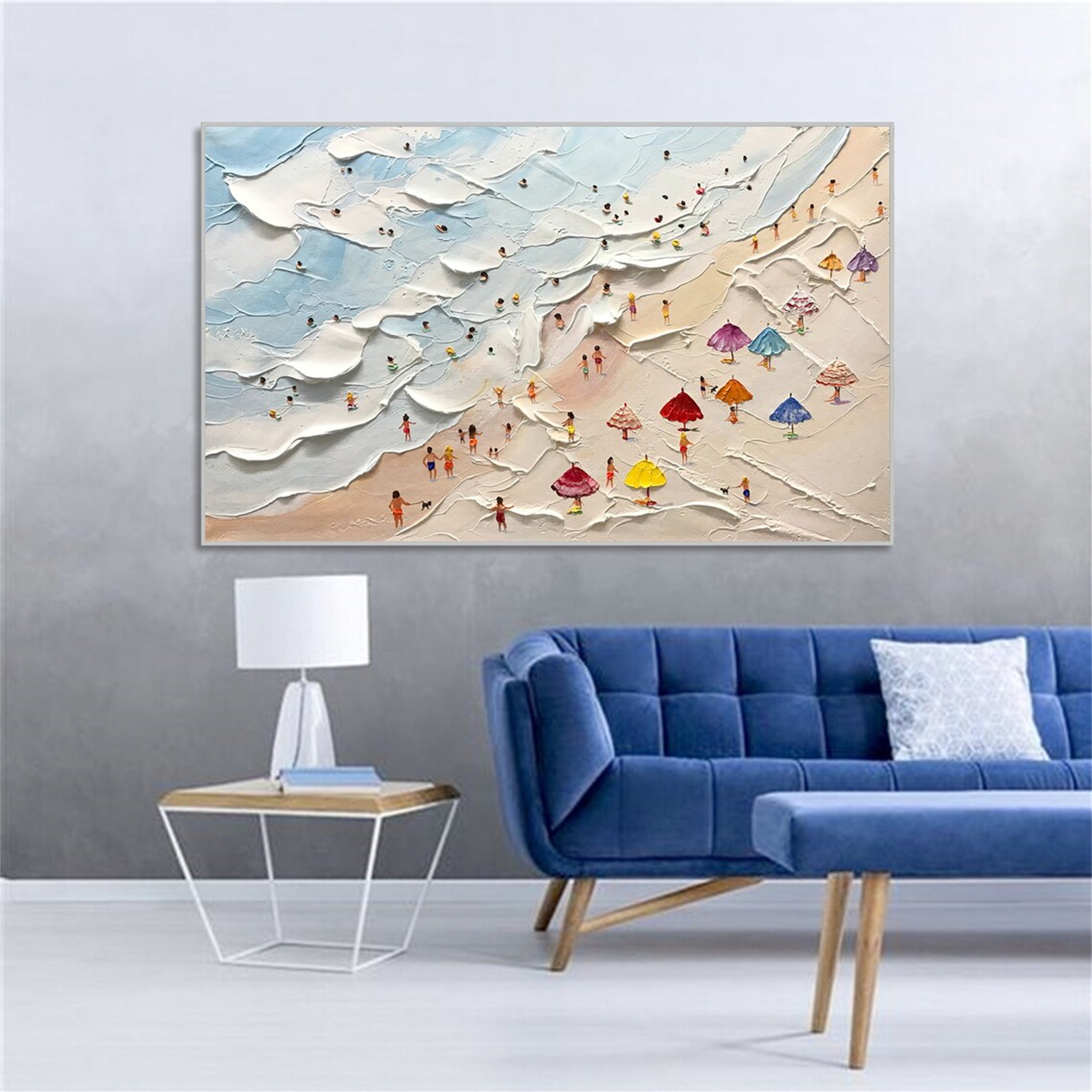 Ocean and Sky Painting #OS 105 - Handmade Canvas Wall Art for Home Decor, Office & Living Room - Stunning Seascape Artwork for Coastal & Nautical Theme Interiors