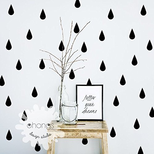 60 Gold Raindrop Wall Decals - Waterproof Removable Vinyl Stickers for Nursery, Office, Kitchen - Perfect Home Decor Gift for Housewarming & Birthday Parties