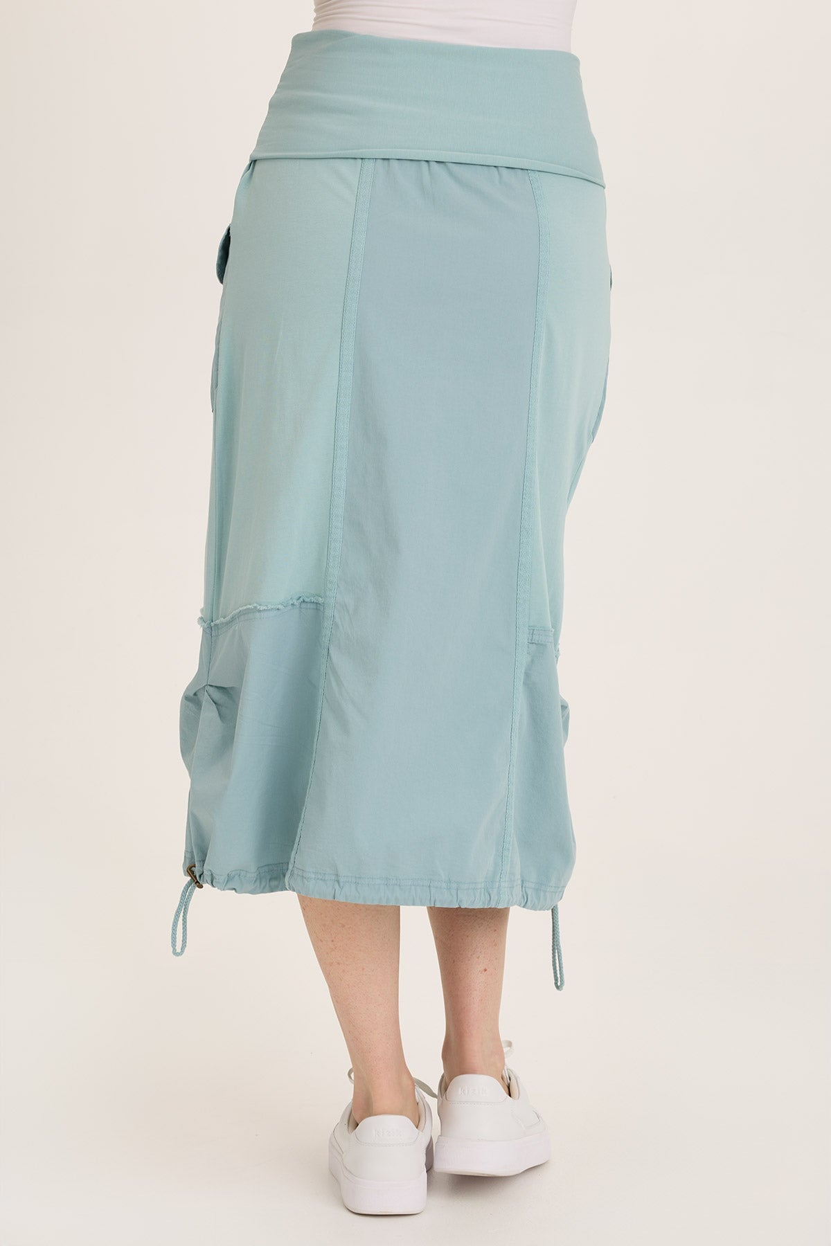 Marconi Cargo Cinch Bubble Hem Midi Skirt - Women's Casual A-Line Skirt with Pockets | Perfect for Streetwear, Travel & Everyday Outfits