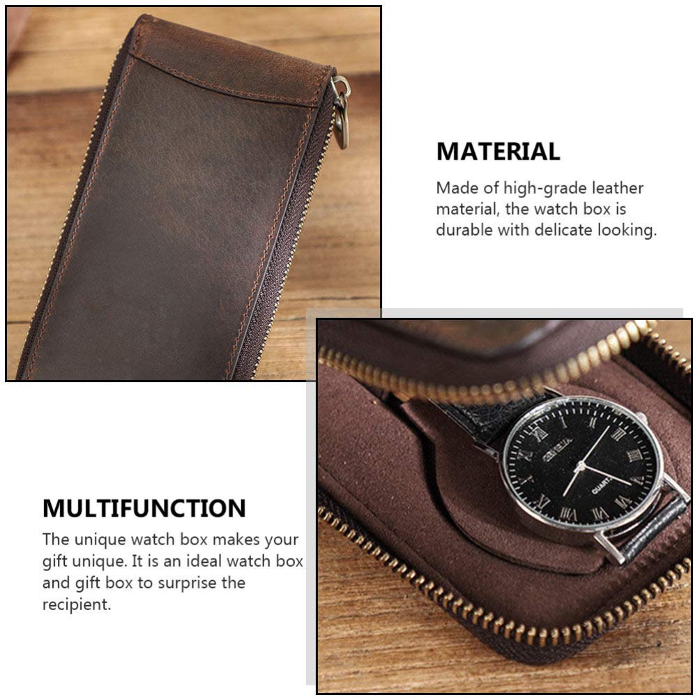 Hemobllo Leather Watch Case - Portable Travel Organizer for Men's Watches | Home & Travel Storage