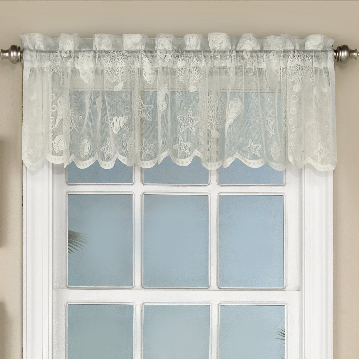 Stylish Sweet Home Collection Kitchen Window Curtain - Tier, Swag & Valance in Unique Patterns for Home Decor (Marine Ivory) - Perfect for Kitchens, Dining Rooms & Farmhouse Style Windows