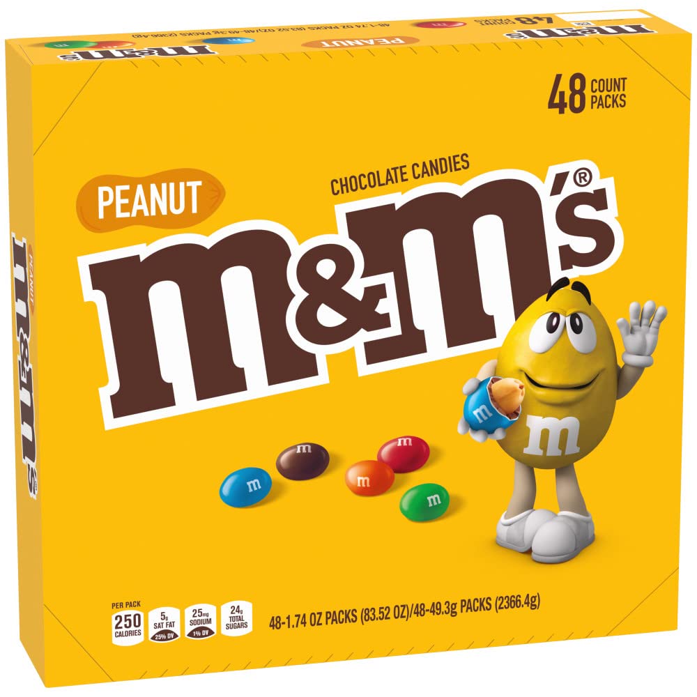 M&M'S Milk Chocolate Candy Bulk Pack - 48 Count, 1.74 oz Bags (83.52 oz Total) | Party Favors, Halloween Treats, Office Snacks & Movie Night Candy