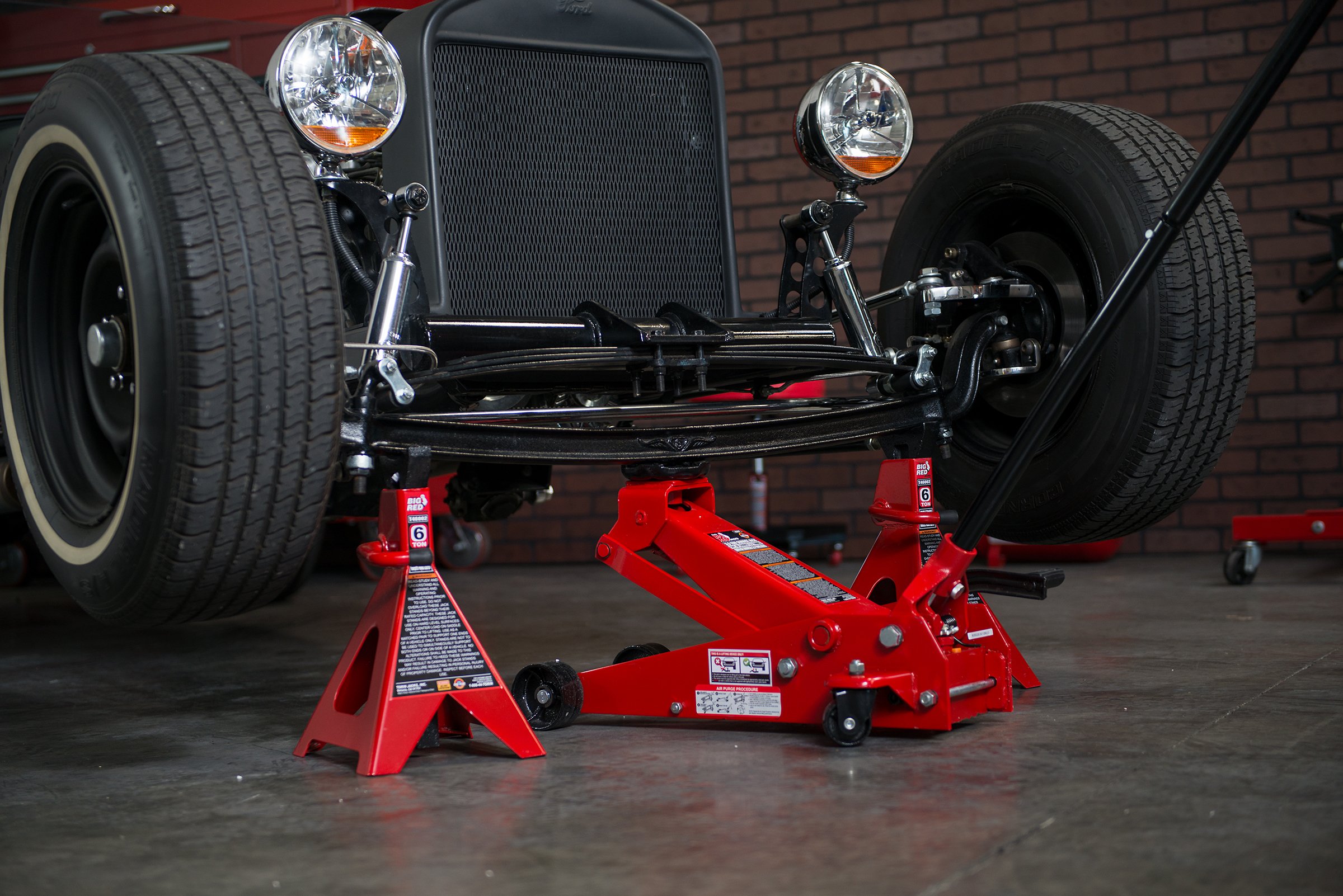 Torin T46202 6 Ton (12,000 lb) Capacity Steel Jack Stands - Heavy Duty Red Car Jack Stands for Vehicle Support, Auto Repair & Maintenance - 1 Pair