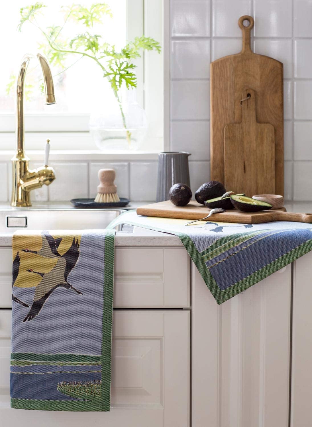 Ekelund Tranor Cranes Cotton Kitchen Towel - Soft & Absorbent Dish Cloth for Cooking, Baking & Cleaning - Eco-Friendly Home & Kitchen Essentials