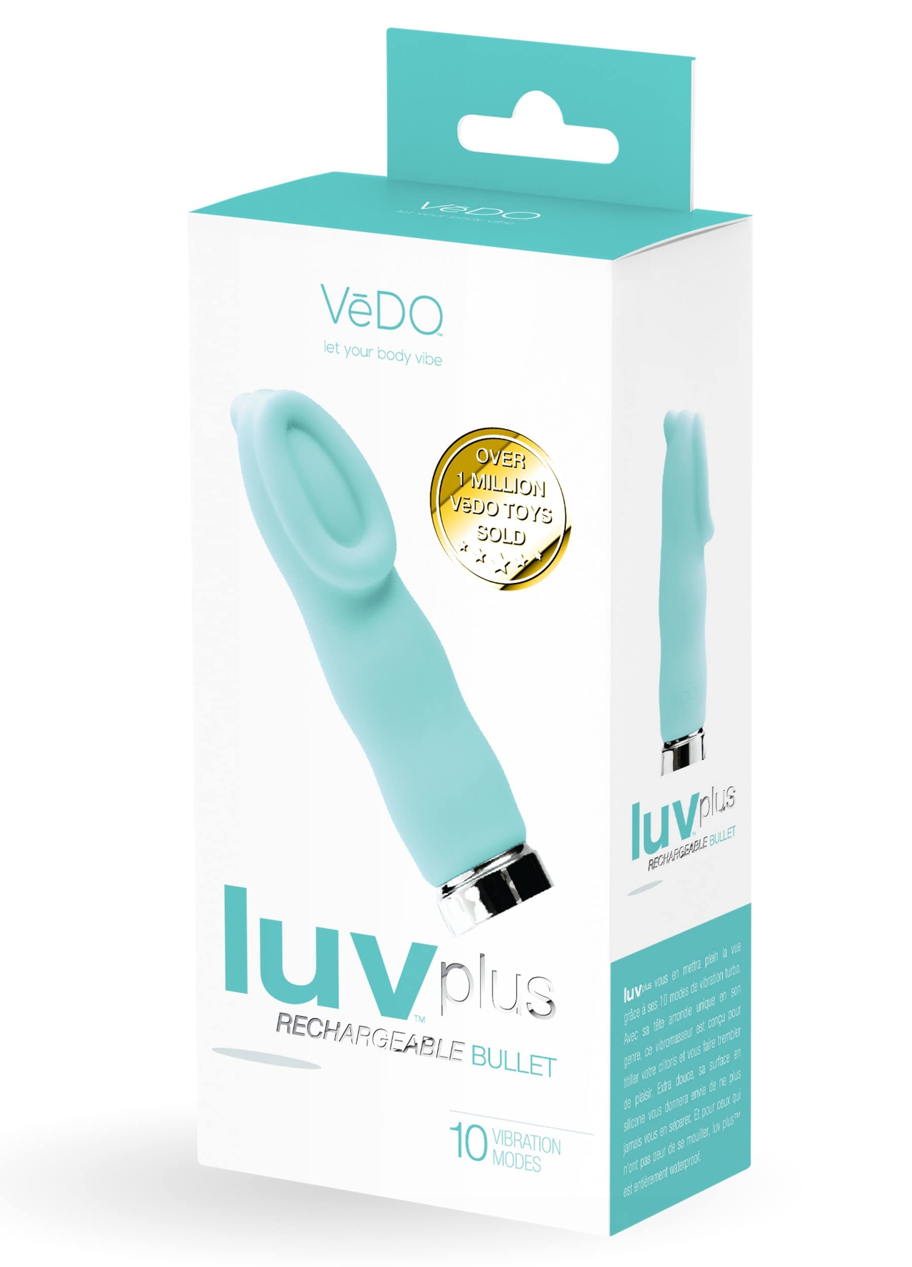 VeDO LUV Plus Rechargeable Bullet Vibrator - Powerful Clitoral Stimulator for Women, Waterproof & Ultra-Quiet Adult Sex Toy (Turquoise) - Perfect for Solo Play & Couples Intimacy
