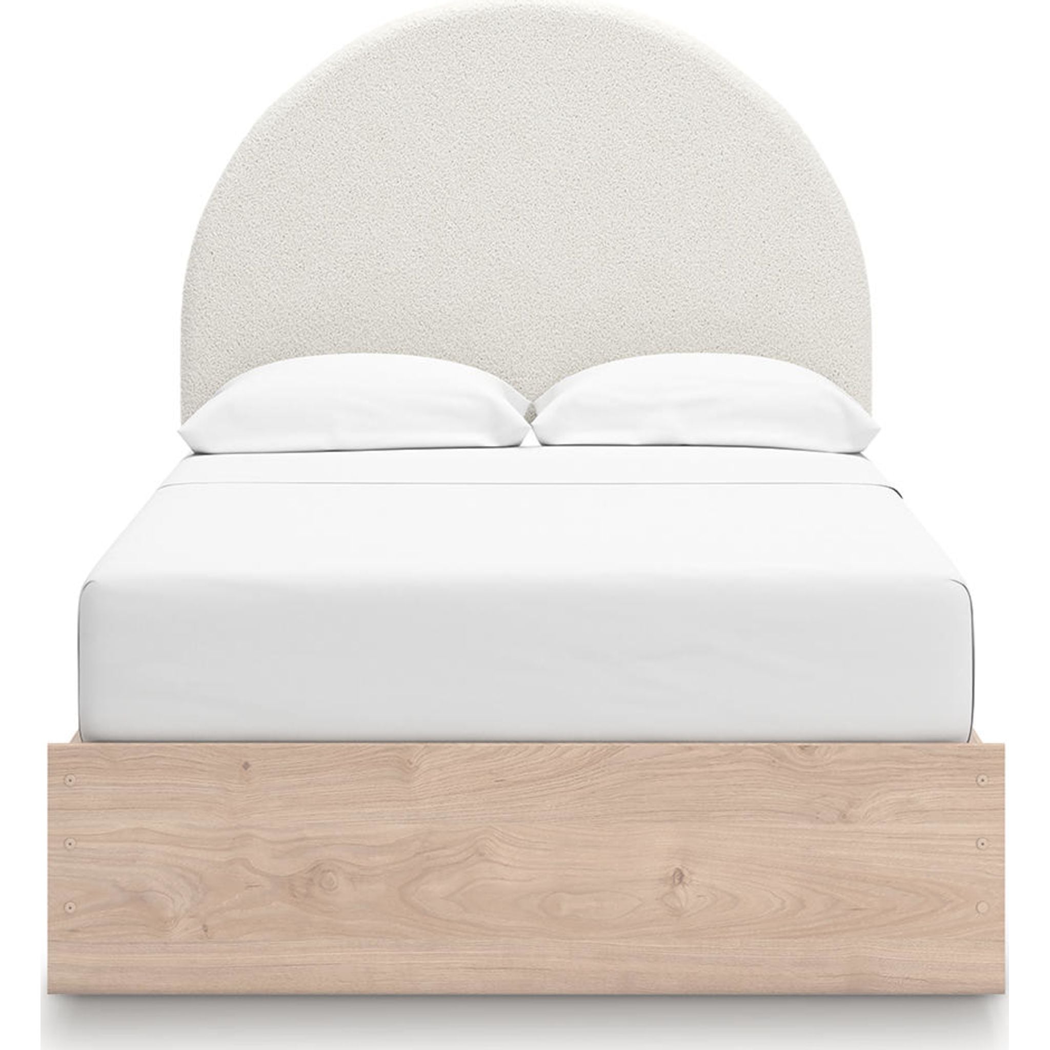 Arloster Modern Platform Bed Frame with 4 Storage Drawers - Tan & White Finish - Perfect for Small Bedrooms & Studio Apartments