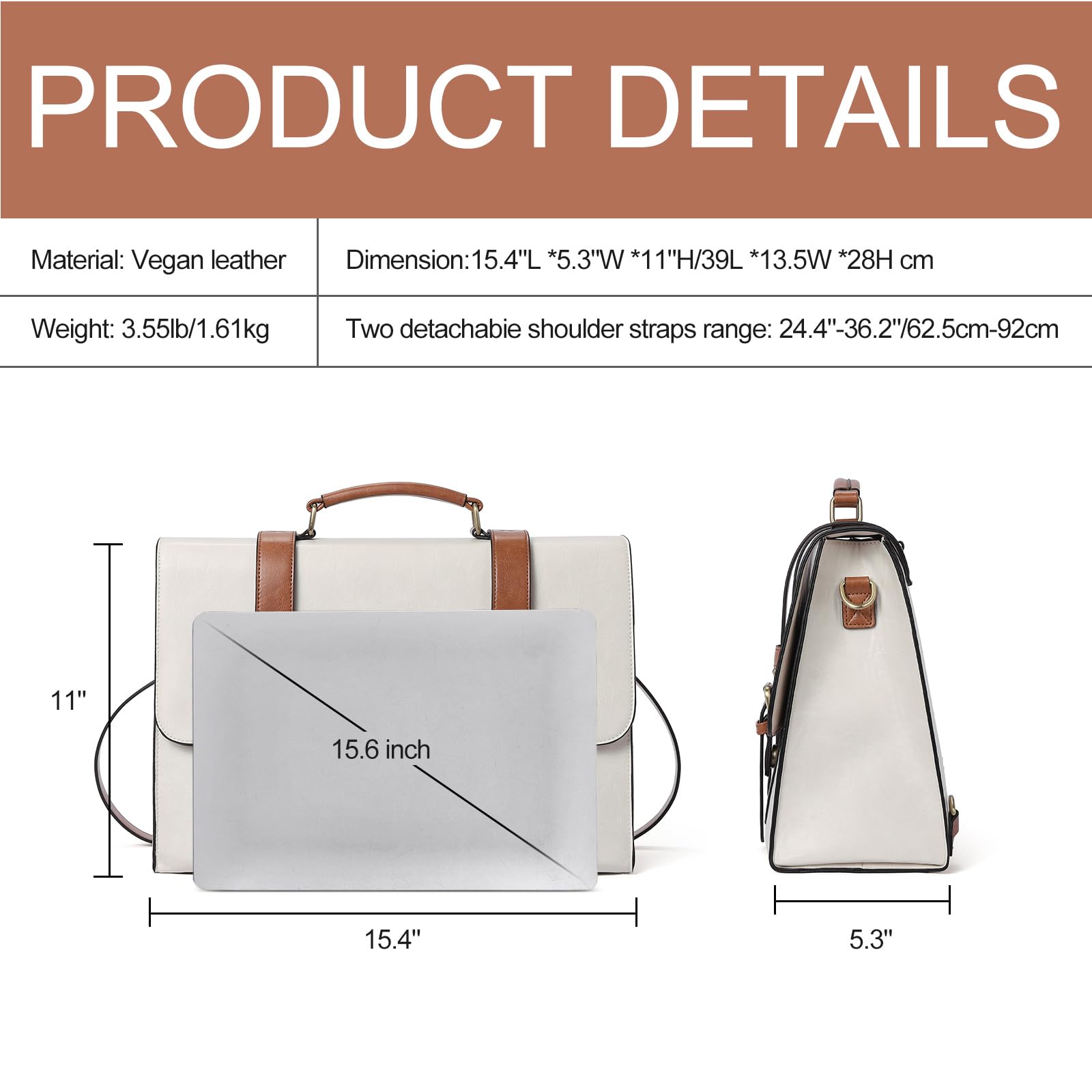 CLUCI Women's Leather Briefcase - 15.6 Inch Laptop Bag for Business & Work | Professional Tote for Office, Commute & Travel