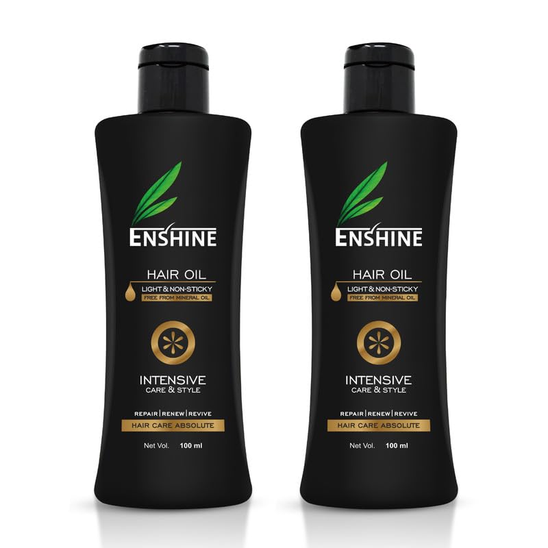 Enshine Hair Growth Oil for Women & Men - Lightweight, Non-Sticky Formula for Hair Fall Control & Styling | 2-Pack (100ml Each) | Perfect for Daily Hair Care, Scalp Massage & Split End Treatment