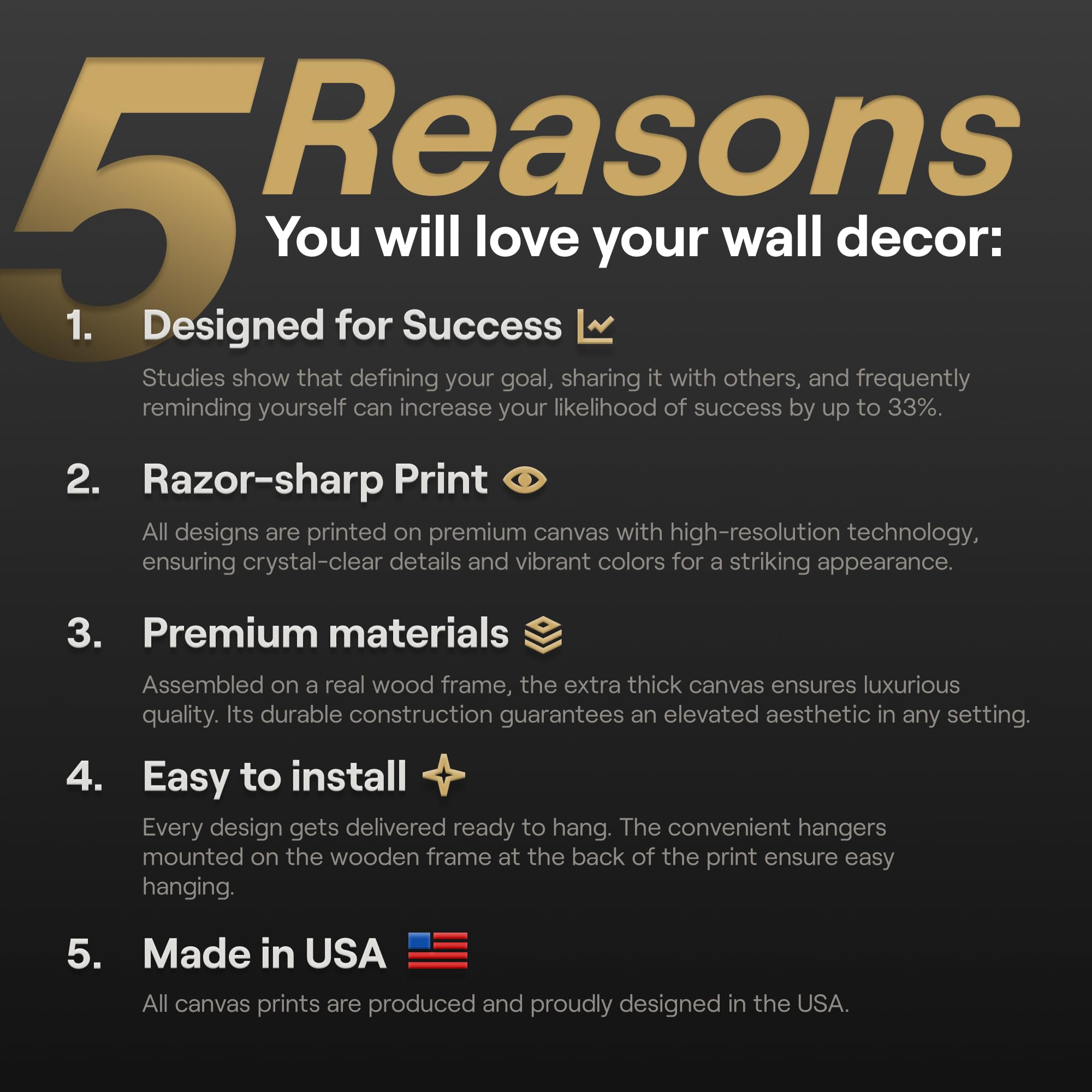 6 Keys to Success Motivational Wall Art - Inspirational Hustle Canvas Print for Office & Home Decor, Entrepreneur Grind Sign with Persistence Quotes (7x5 or 8x8 Inch) - Perfect for Workspace, Study Room & Business Gifts