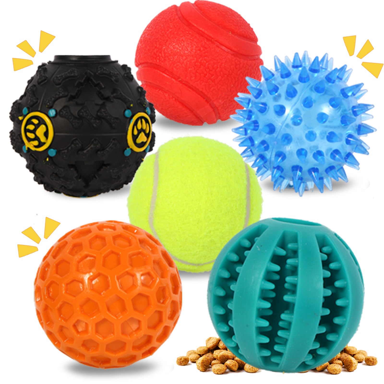6 Pack Dog Balls - Puppy Chew Toys for Small Dogs with Squeaky Sounds | Interactive Dog Toys for Training & Playtime | Perfect for Indoor & Outdoor Activities