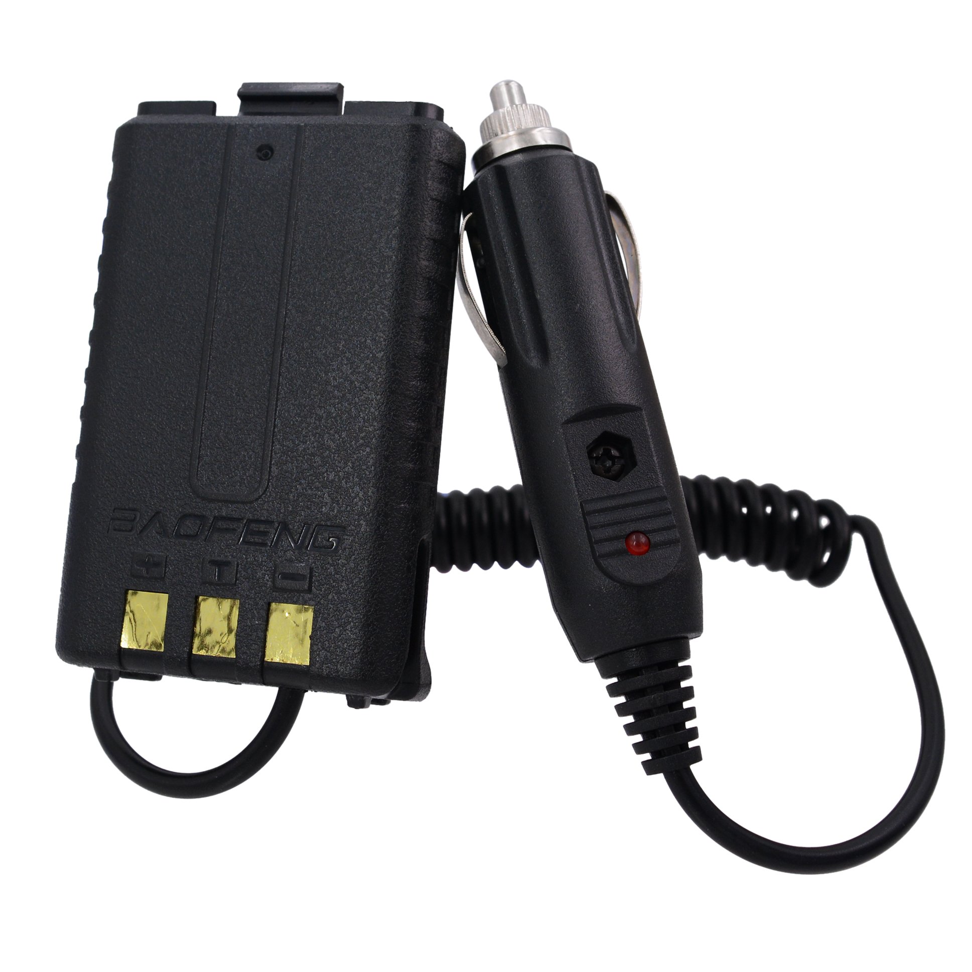 Baofeng UV-5R/UV-5R+/UV-5RA Series Dual Band Car Battery Eliminator Simulator - Vehicle Power Supply for Two-Way Radios (Black) - Perfect for Truckers, Emergency Responders & Outdoor Adventures