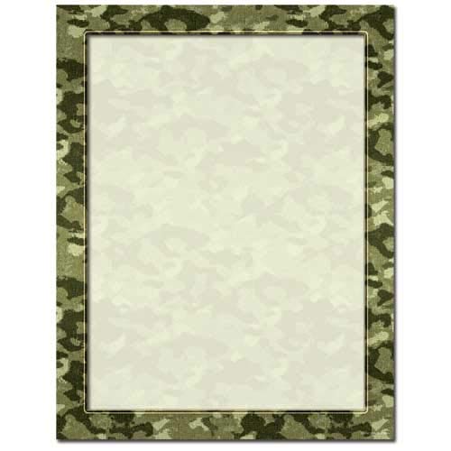 Camouflage Letterhead Paper for Laser & Inkjet Printers - 25 Sheets, Green - Perfect for Military-Themed Documents, Outdoor Events, and Creative Projects