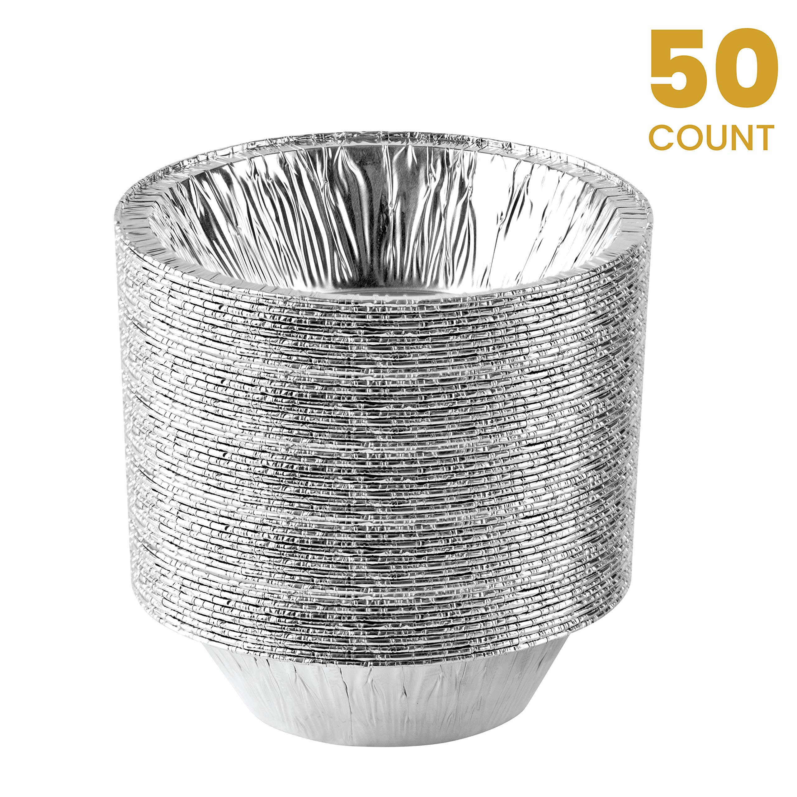 PLASTICPRO 6-Inch Round Disposable Aluminum Foil Cake Pans - Oven & Freezer Safe Baking Pans for Cakes, Cupcakes, Pies & Desserts - Perfect for Baking, Cooking, Food Storage, Roasting & Reheating - Pack of 50 - Ideal for Home Baking, Party Catering & Restaurant Use