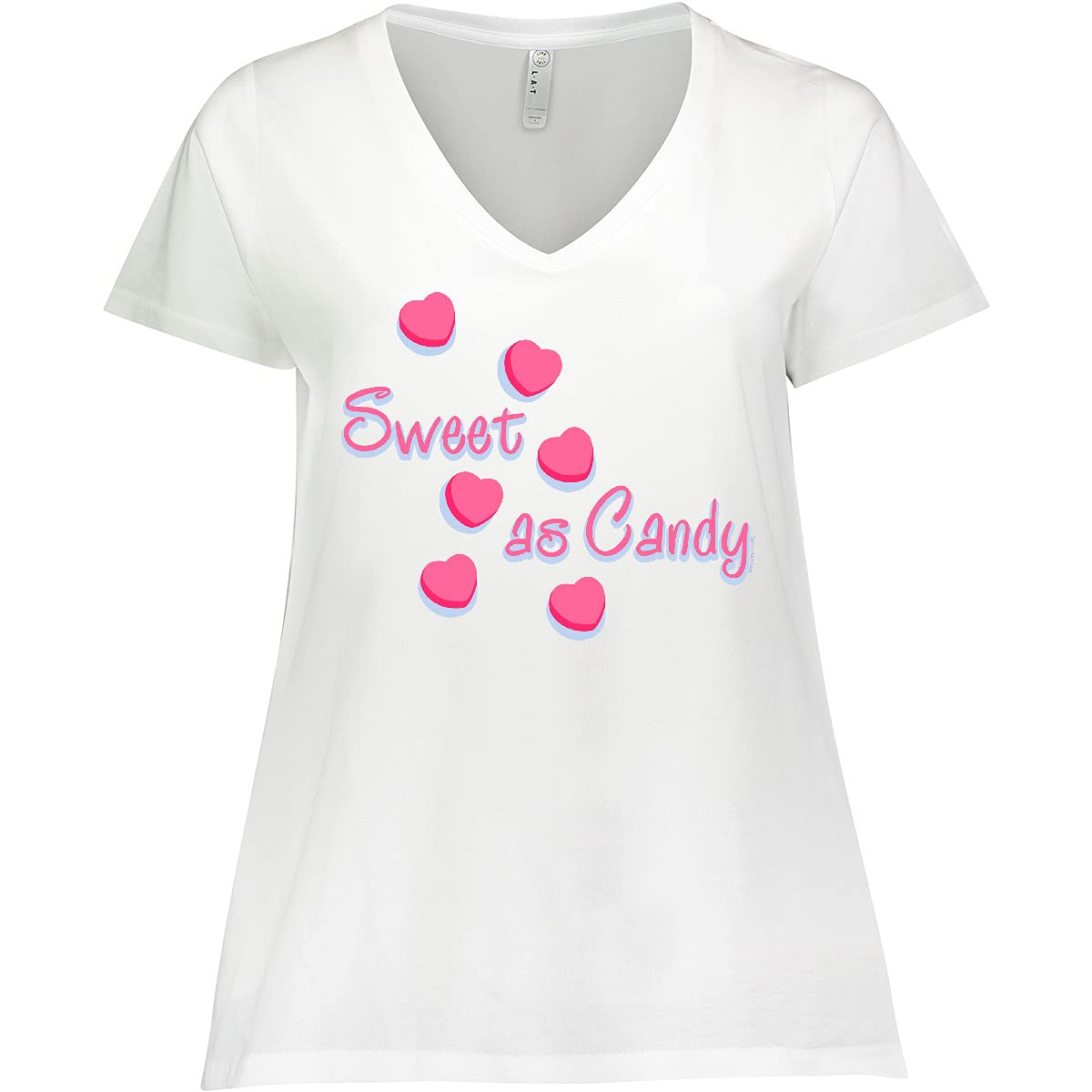 Inktastic Sweet As Candy Valentine Women's Plus Size V-Neck T-Shirt - Cute Casual Graphic Tee for Valentine's Day, Date Night & Everyday Wear