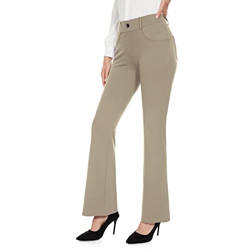 Women's High Waisted Yoga Dress Pants - 31''/29'' Stretch Bootcut Work Pants for Business & Office - Pull On Comfortable Black Slacks - Perfect for Yoga, Workwear & Professional Occasions