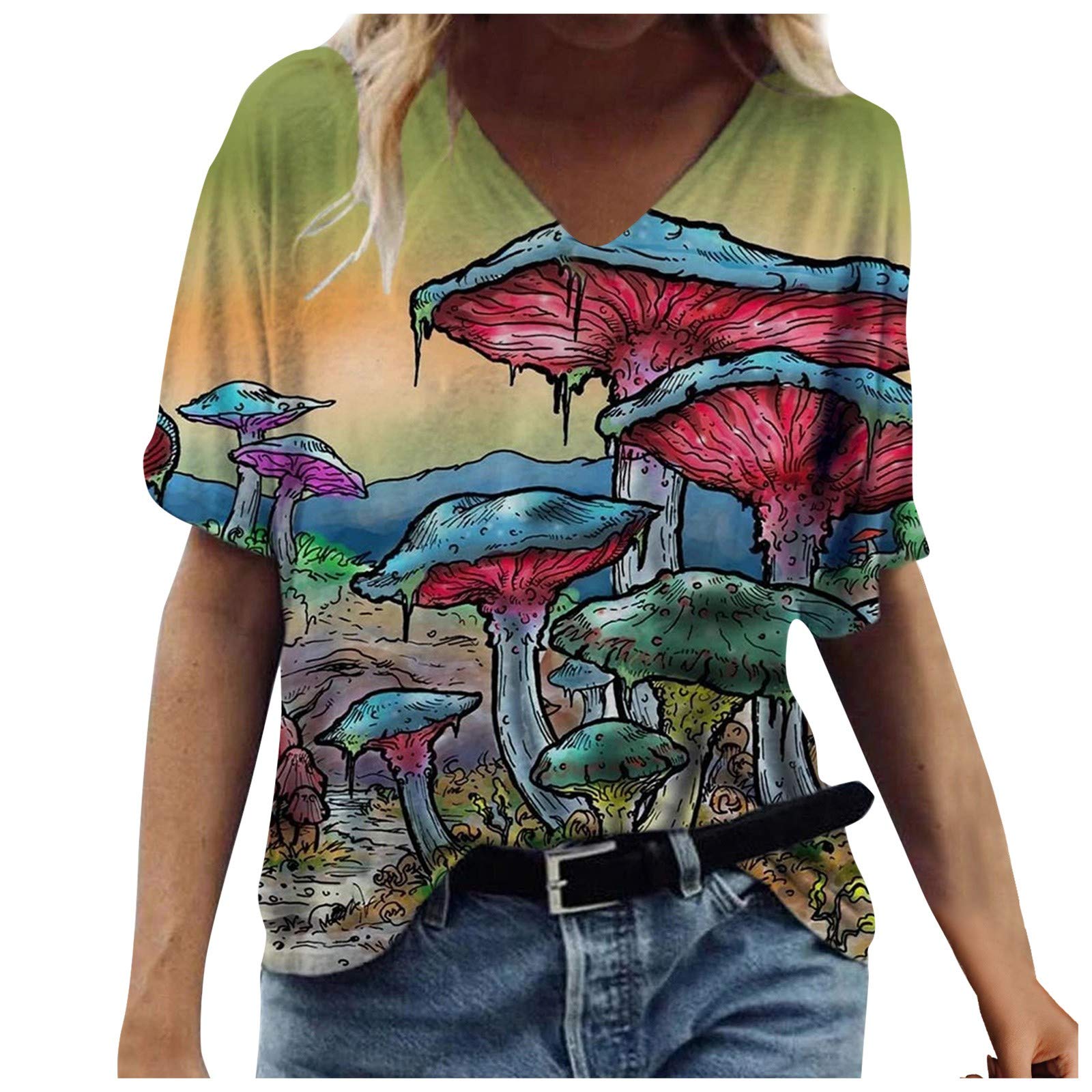 Women's Casual Short Sleeve Round Neck Twist Front Tunic Tops - Loose Fit Cute Blouse for Summer, Work & Everyday Wear