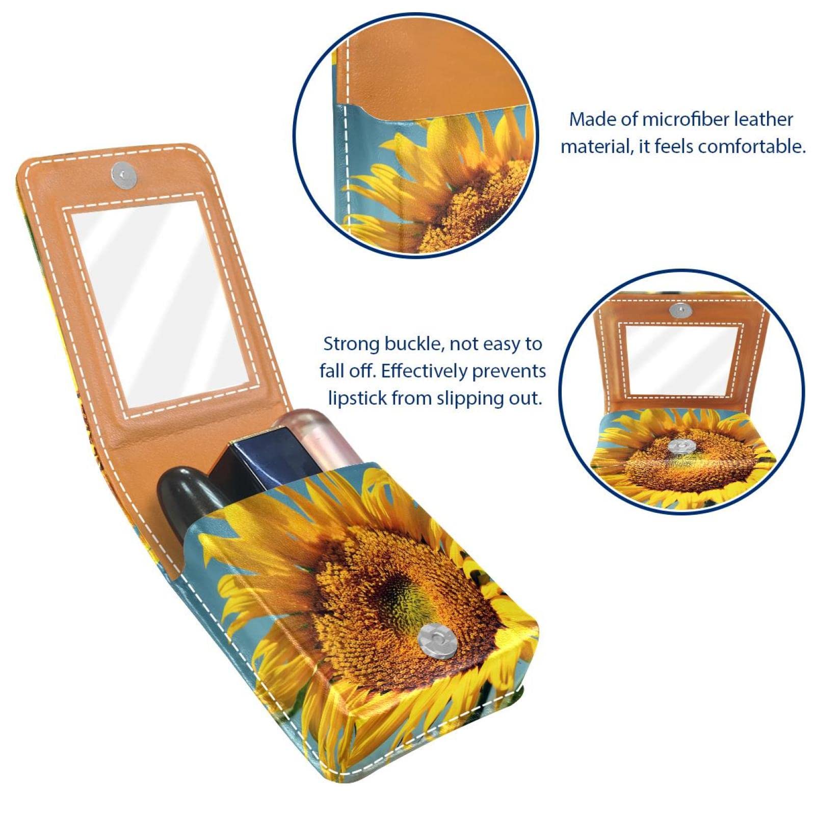 Personalized Lipstick Case - Portable Makeup Bag & Cosmetic Pouch Organizer for Women | Lipstick Holder & Travel Makeup Storage | Sunflower Yellow Design - Perfect for Travel, Daily Use & Gift Giving