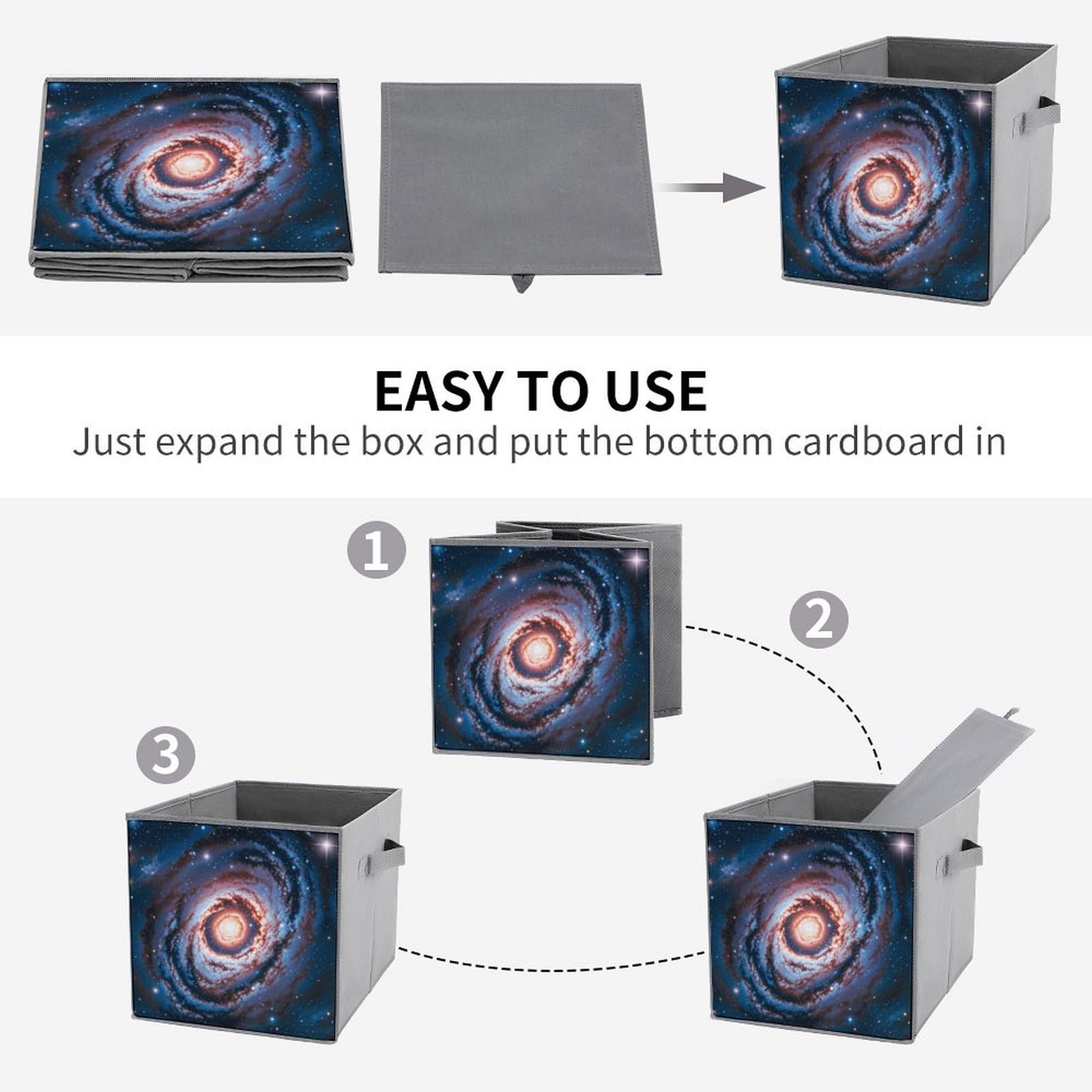 6PCS Collapsible Storage Bins - Galaxy Printed Organizers for Home & Office