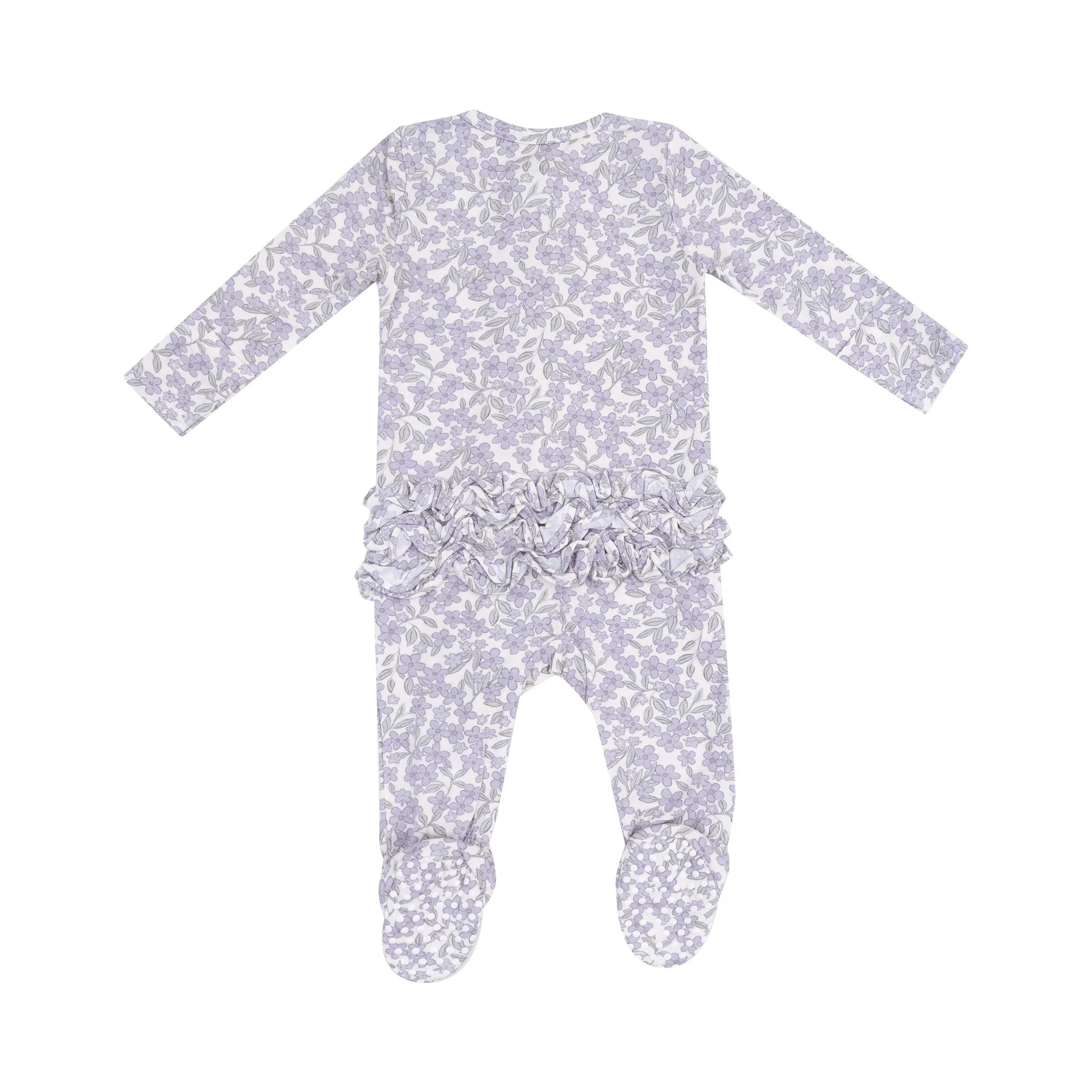 Forget Me Not Floral Baby Zipper Ruffle Footie - Soft & Comfortable Newborn Sleepwear for Girls & Boys - Perfect for Nursery, Photo Shoots & Special Occasions