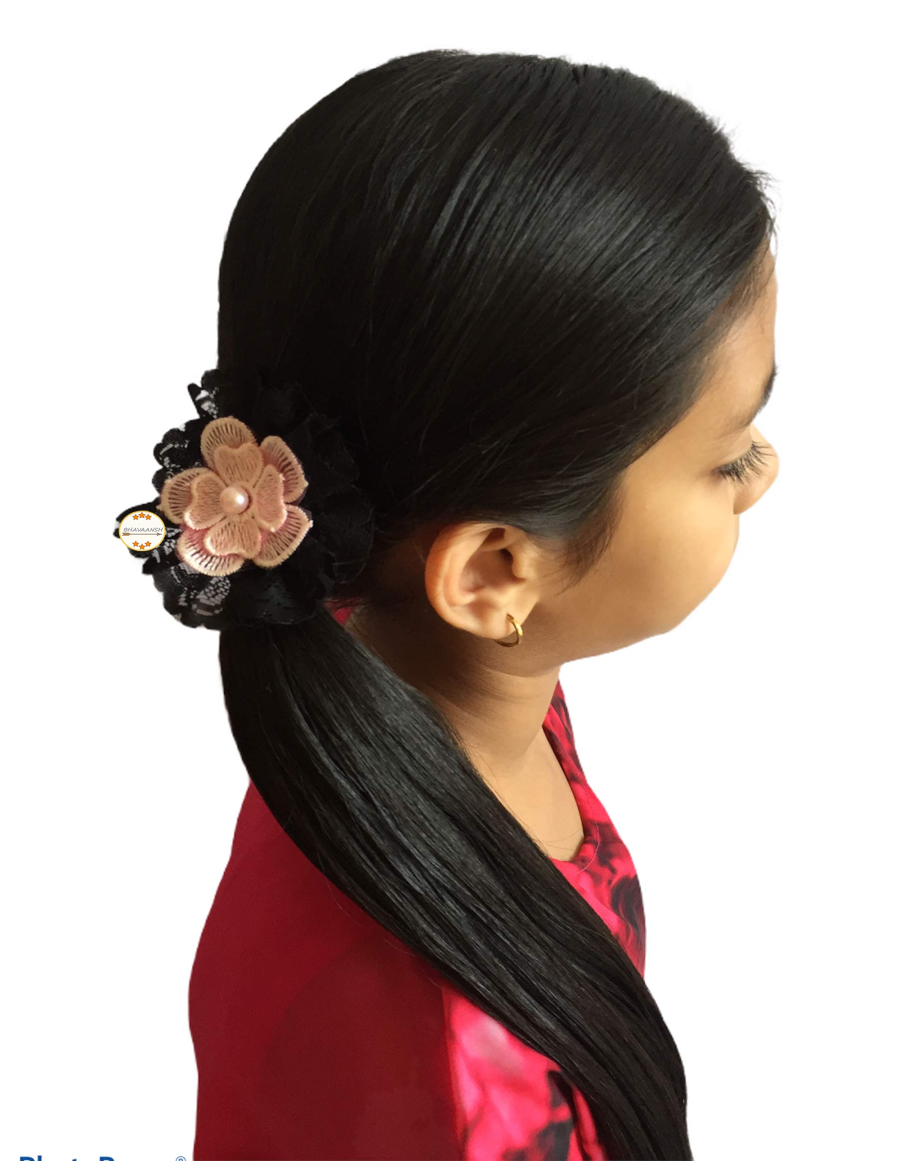 Handmade Pink Lace Ponytail Hair Bands for Baby Girls - Soft Stretch Hair Ties for Toddlers, Infants & Kids - Perfect for Daily Wear, Parties & Photo Shoots