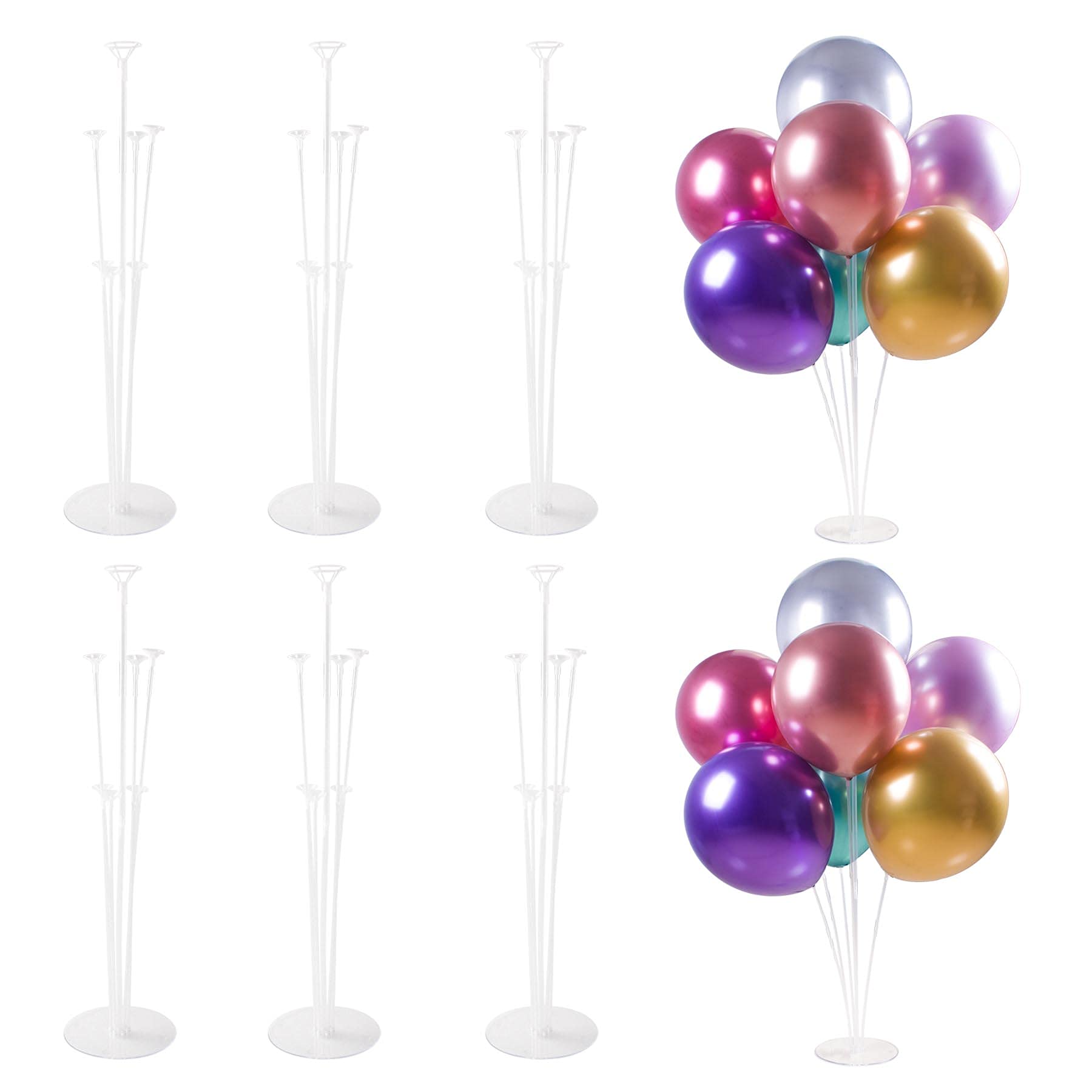 Easeen 6-Piece Balloon Stand Kit with Base - Reusable Table Centerpiece for Birthday, Wedding, Graduation & Party Decorations - Perfect for Indoor/Outdoor Events, Baby Showers & Anniversary Celebrations
